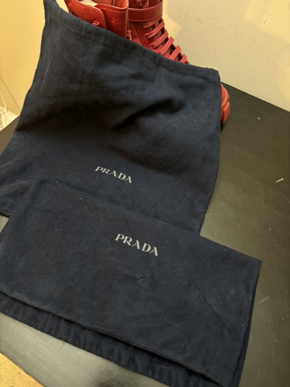 Prada Prada Re Nylon Monolith Pouch Combat Boots Red Size US 9.5 / EU 42-43 - 13 Thumbnail
