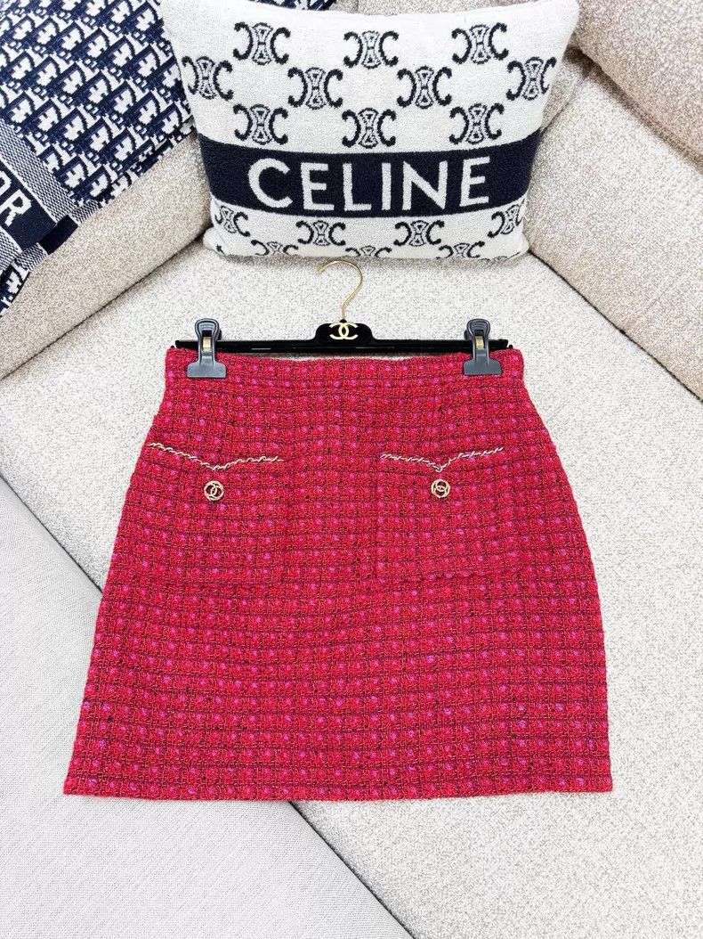 Chanel Chanel Mixed-colour plaid tweed double C gold buckle skirt Size 26" / US 2 / IT 38 - 1 Thumbnail