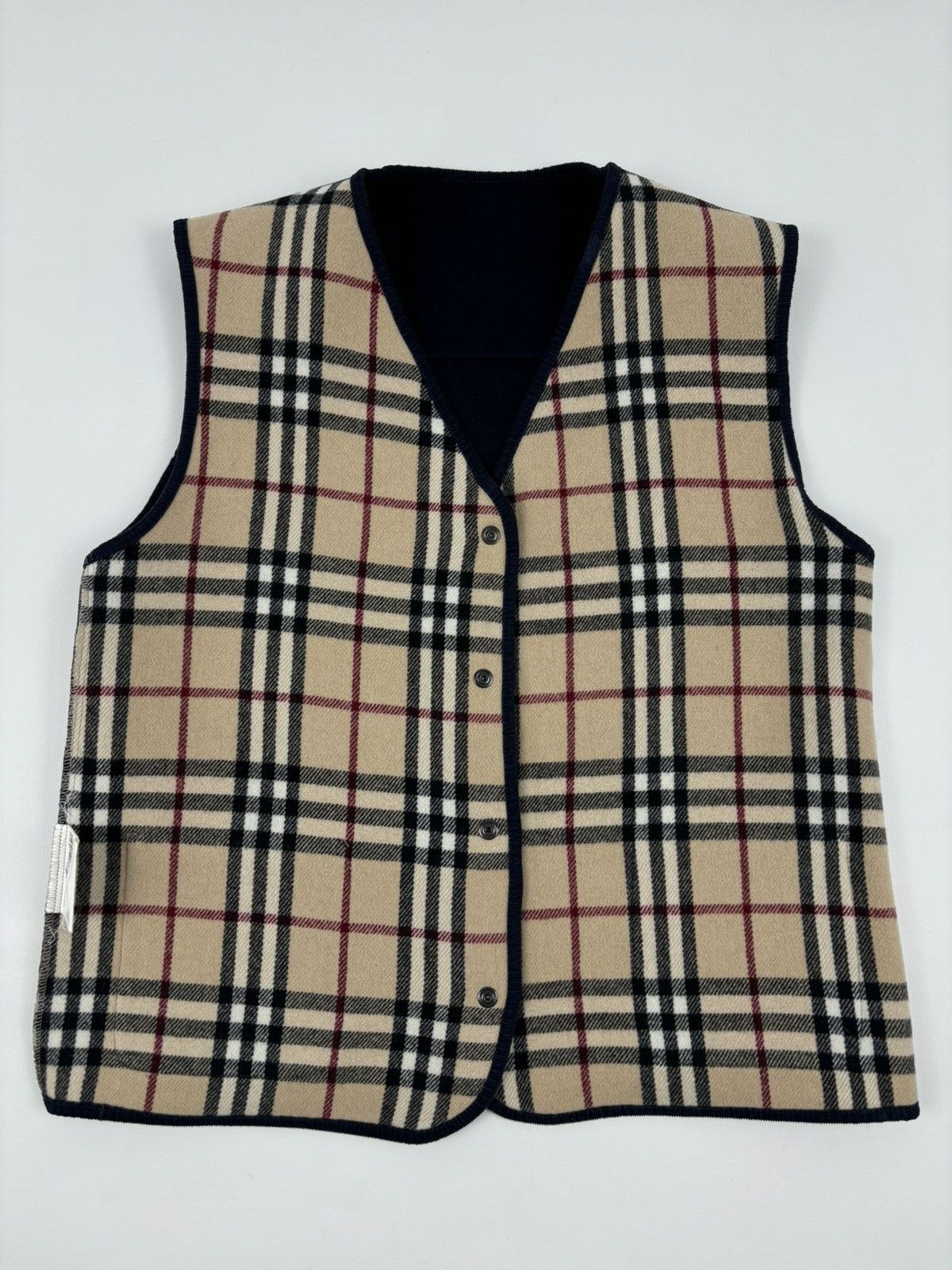 Burberry × Burberry Prorsum VTG 90s BURBERRY London "New Towey" Wool Nova Check Navy Vest Gilet Waistcoat 44 Size M / US 6-8 / IT 42-44 - 11 Thumbnail
