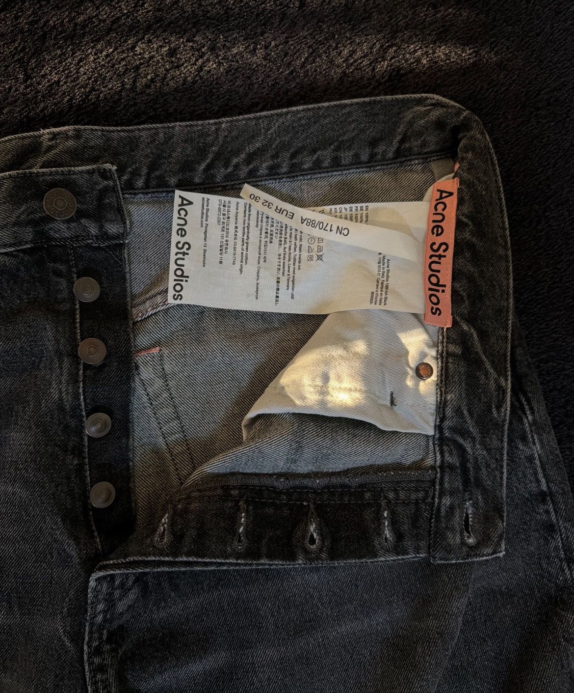 Acne Studios ACNE STUDIO 1989 “Ash Black” Baggy Denim/Jeans