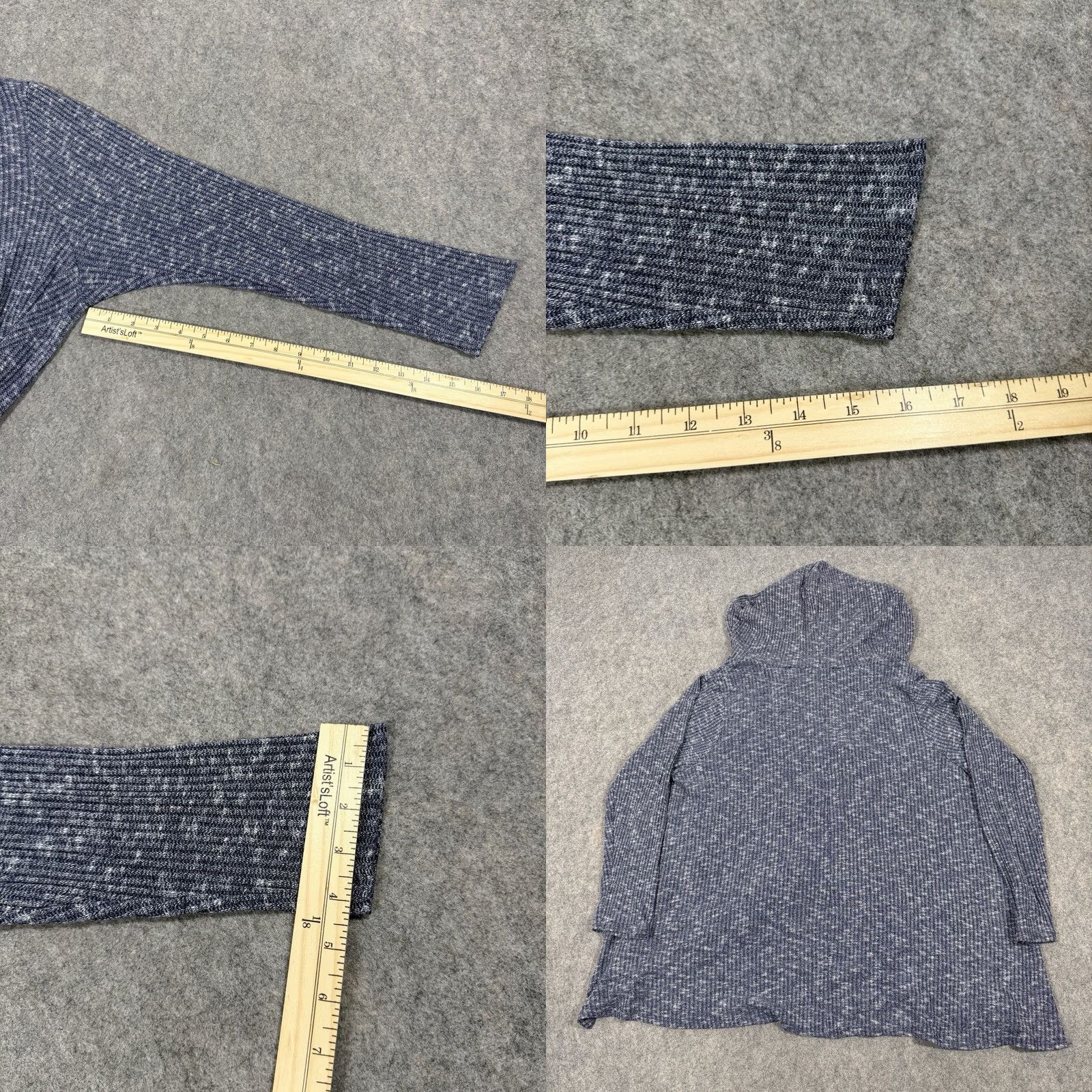 Vintage August Mist Open Front Cardigan Sweater 1X Gray Women's Plus Size Knit Hooded Lightweight Open Front Casual 90s Theme Mens Womens Size XL / US 12-14 / IT 48-50 - 9 Thumbnail
