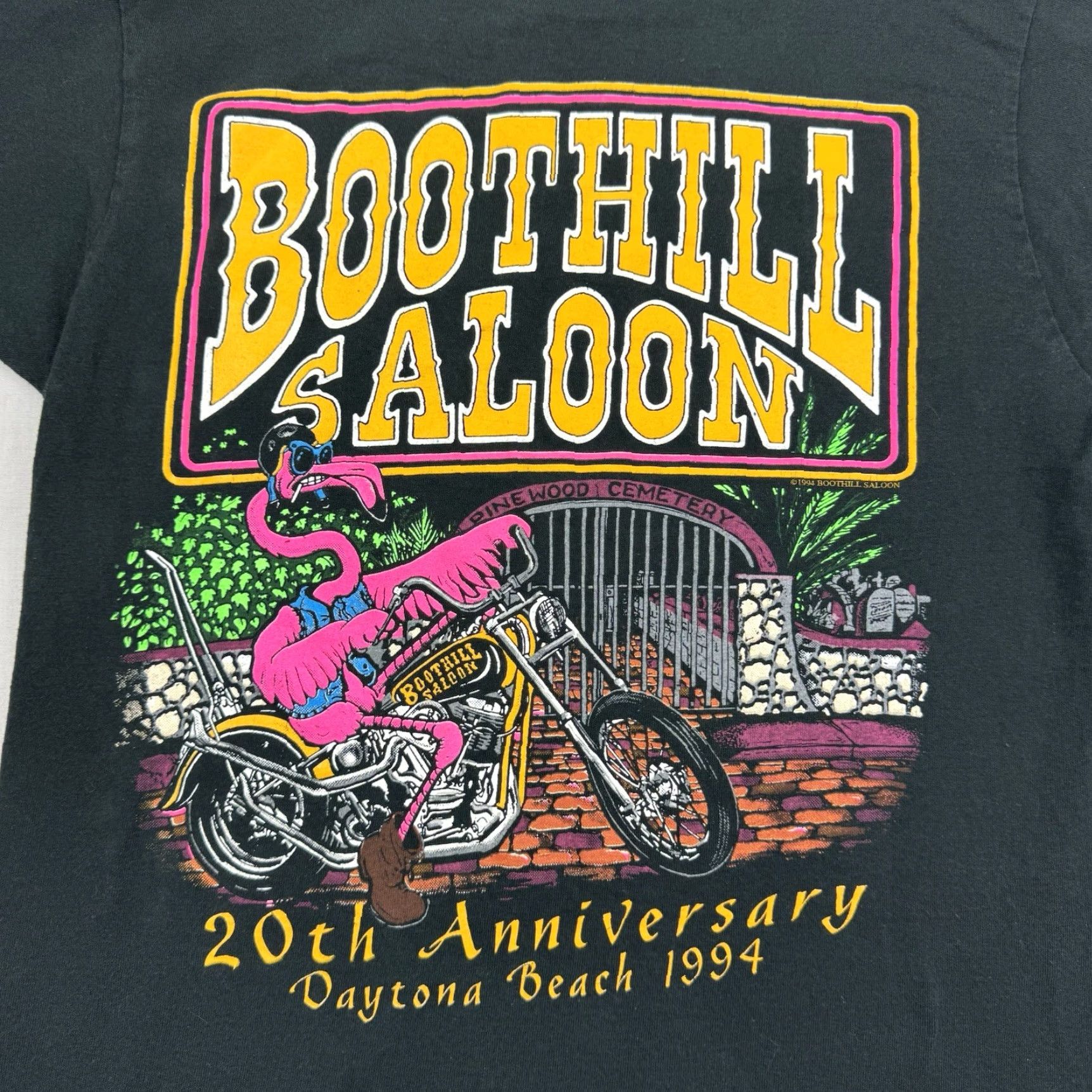 Fruit Of The Loom VINTAGE Boothill Saloon T Shirt Adult Medium 20th Anniversary Biker Bar 1994 USA Shirt Mens Black 90s USA Size US M / EU 48-50 / 2 - 2 Thumbnail