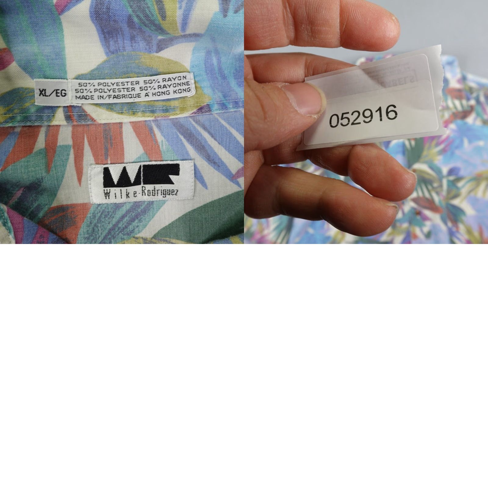 Vintage VINTAGE Wilke Rodriguez Shirt Mens XL Blue Green Hawaiian Button Up Camp 90s Floral Short Sleeve Collared Button-Up Beach Tropical Pockets Mens Size US XL / EU 56 / 4 - 8 Thumbnail
