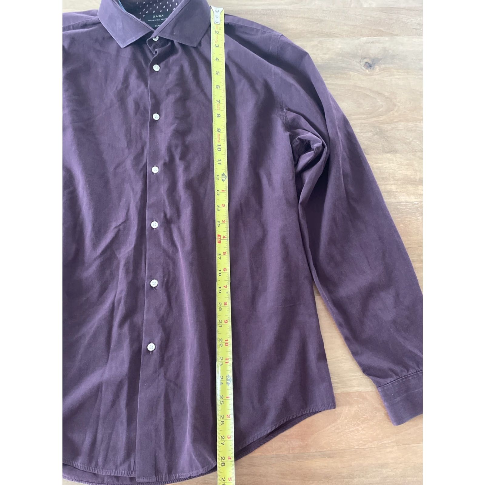 Zara Zara Man Button-Up Shirt XL Maroon Slim Fit Long Sleeve Cotton Casual Dress Shirt Mens Size US XL / EU 56 / 4 - 4 Thumbnail