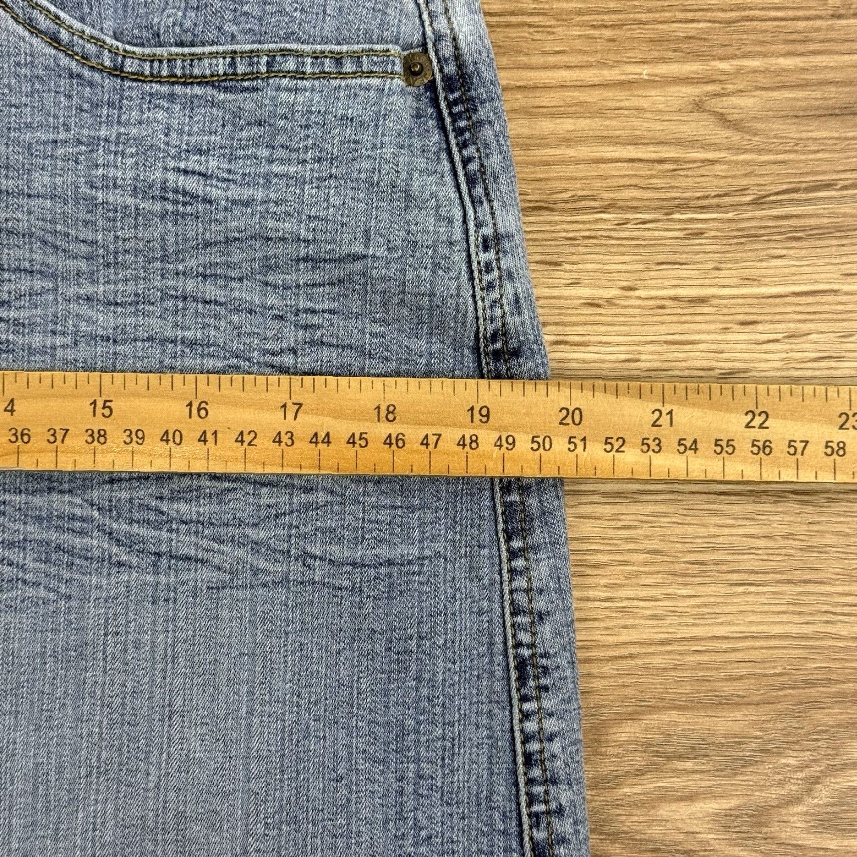 Denime Mudd Womens Denim Skirt Midi A-Line Stretch Size 15 Blue Wash Pockets Juniors Size 36" / US 14 / IT 50 - 6 Thumbnail