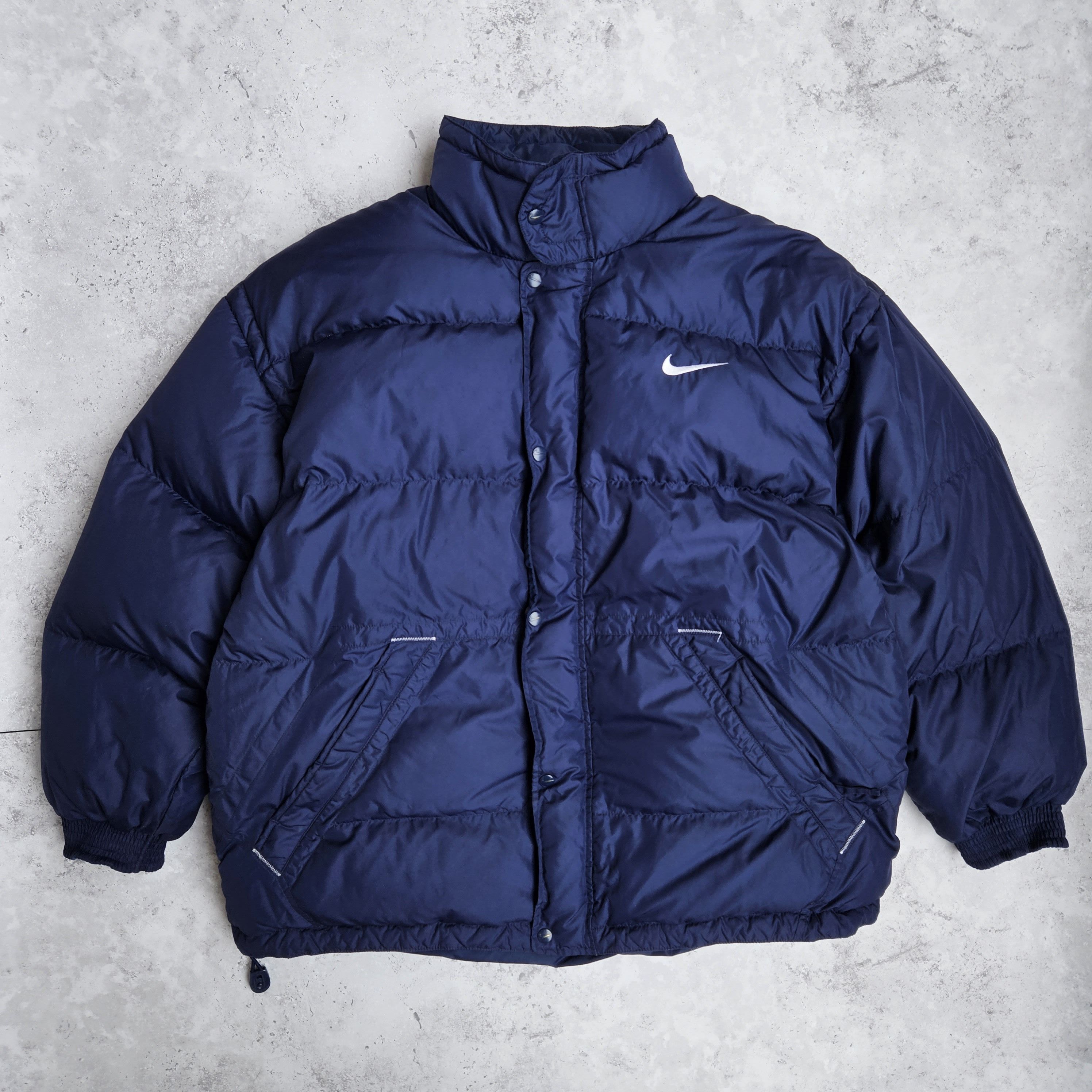 Nike × Vintage Vintage Nike Navy Puffer Swoosh Size US XL / EU 56 / 4 - 1 Thumbnail