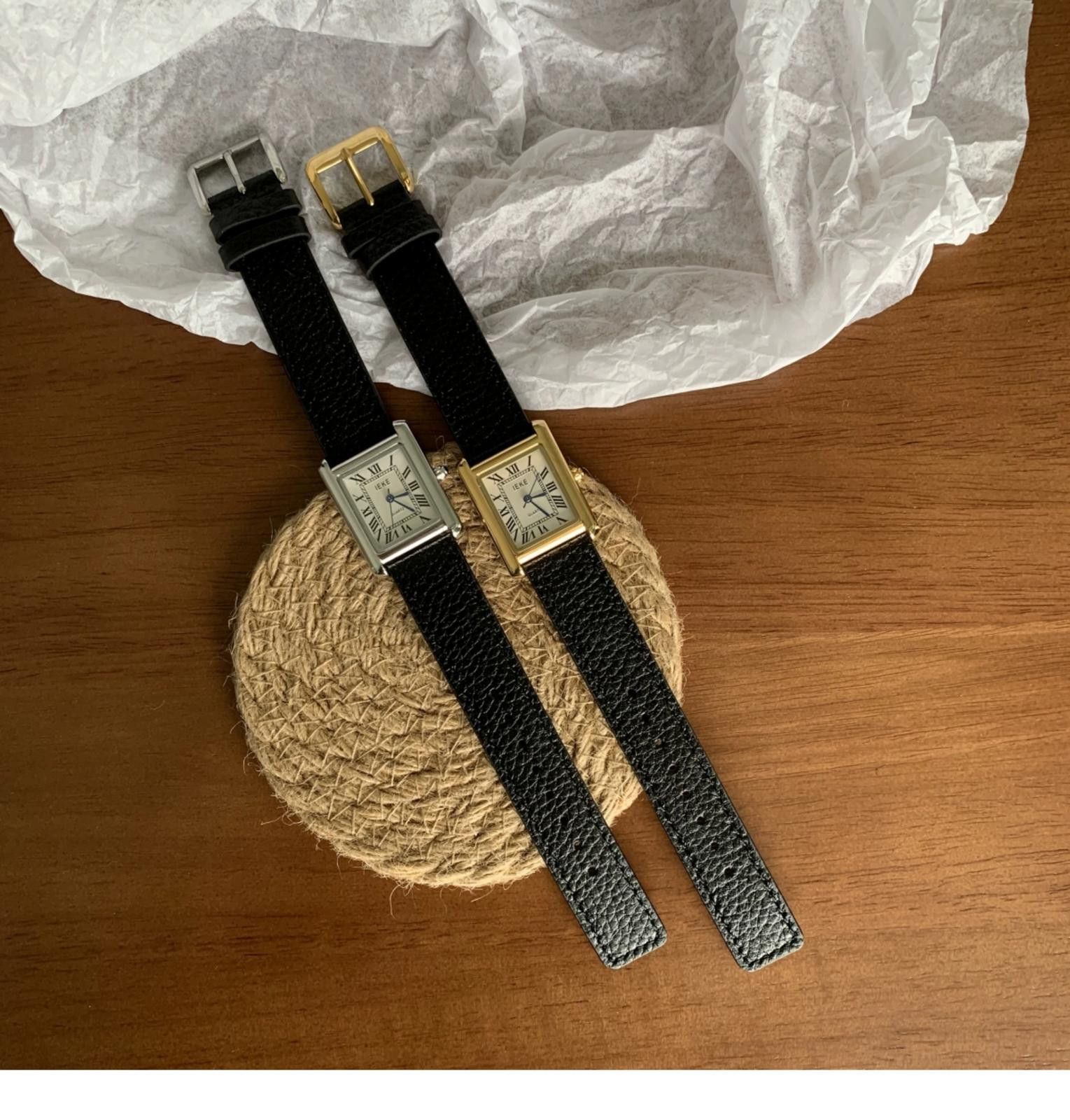 Jewelry Classic Leather Strap Rectangular Watch, Elegant Wristwatch Size ONE SIZE - 3 Thumbnail