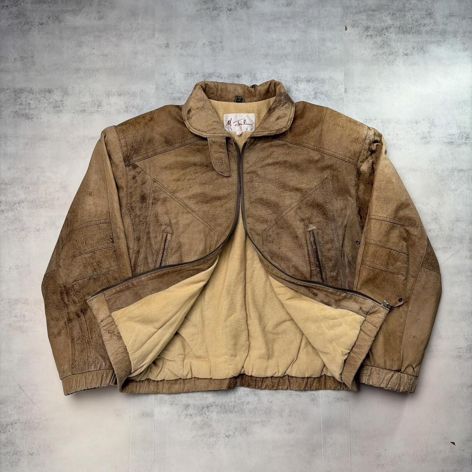 Other Vintage Brown M. Julian Cotton Lined Leather Bomber Jacket Size US L / EU 52-54 / 3 - 2 Thumbnail