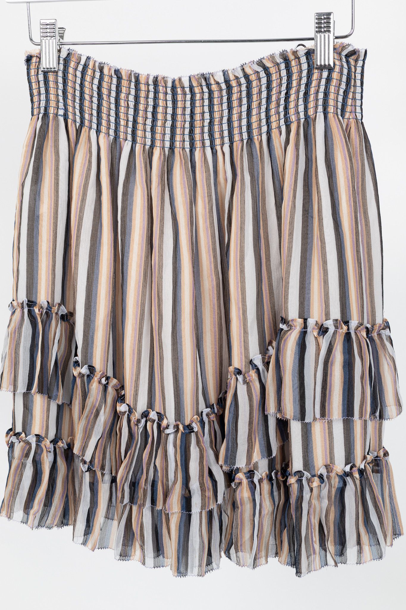 Derek Lam 10 Crosby Derek Lam 10 Crosby Orange Striped Silk Ruffle Mini Skirt Size 27" / US 4 / IT 40 - 3 Thumbnail