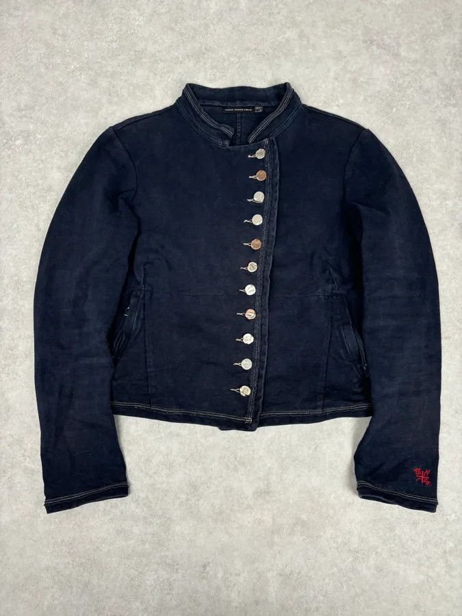 Marithe + Francois Girbaud 2000s Marithé + François Girbaud Navy Asymmetrical Denim Jacket Size XS / US 0-2 / IT 36-38 - 1 Thumbnail