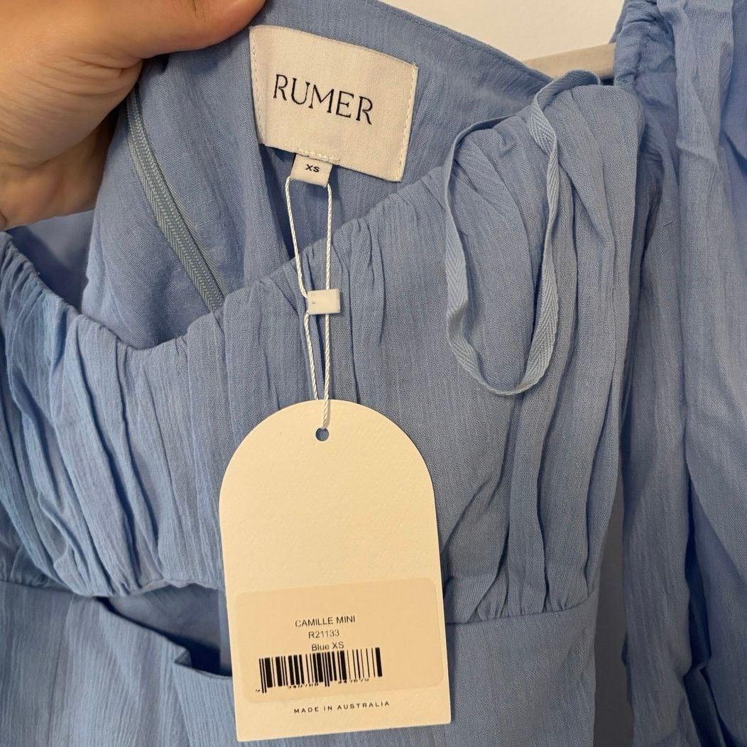 REVOLVE NWT RUMER Camille Long Sleeve Mini Dress In Blue Size XS Size XS / US 0-2 / IT 36-38 - 4 Thumbnail