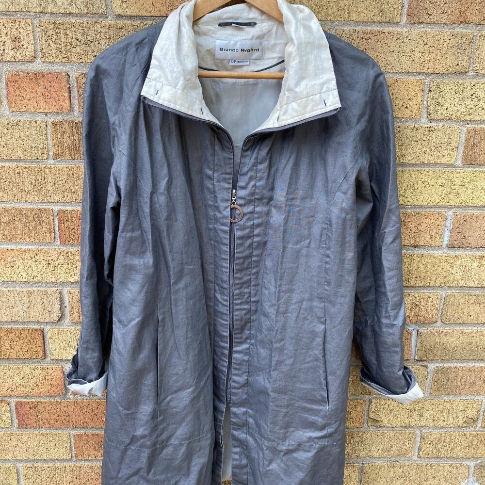 Nygard × Vintage Vintage 1998 Bianca Nygord Linen Shell Designer Jacket Gray Size M / US 6-8 / IT 42-44 - 3 Thumbnail