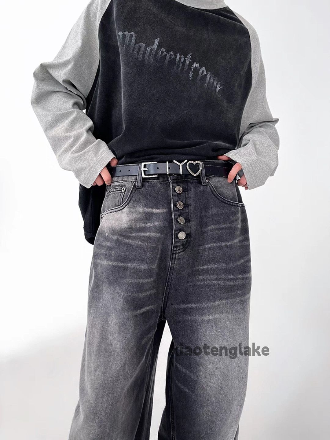 Jean × Vintage washed faded cleanfit loose baggy skate hiphop jeans Size US 32 / EU 48 - 5 Thumbnail