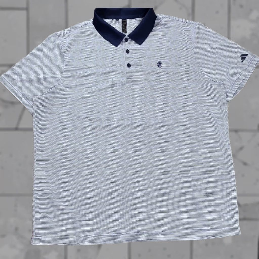 Adidas Adidas Polo Shirt Golf Blue Stripe XL Mens Short Sleeve Performance Jersey Polo Shirt Size US XL / EU 56 / 4 - 1 Thumbnail