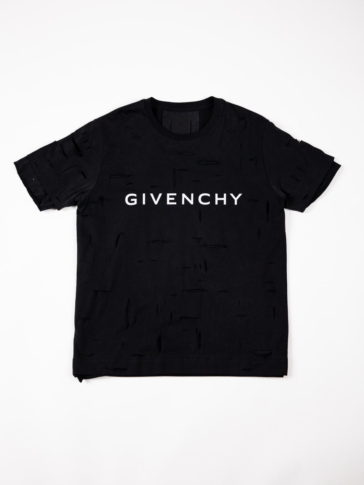 image of Givenchy Double Layer Destroyed Effect Tee in Black, Men's (Size Small)