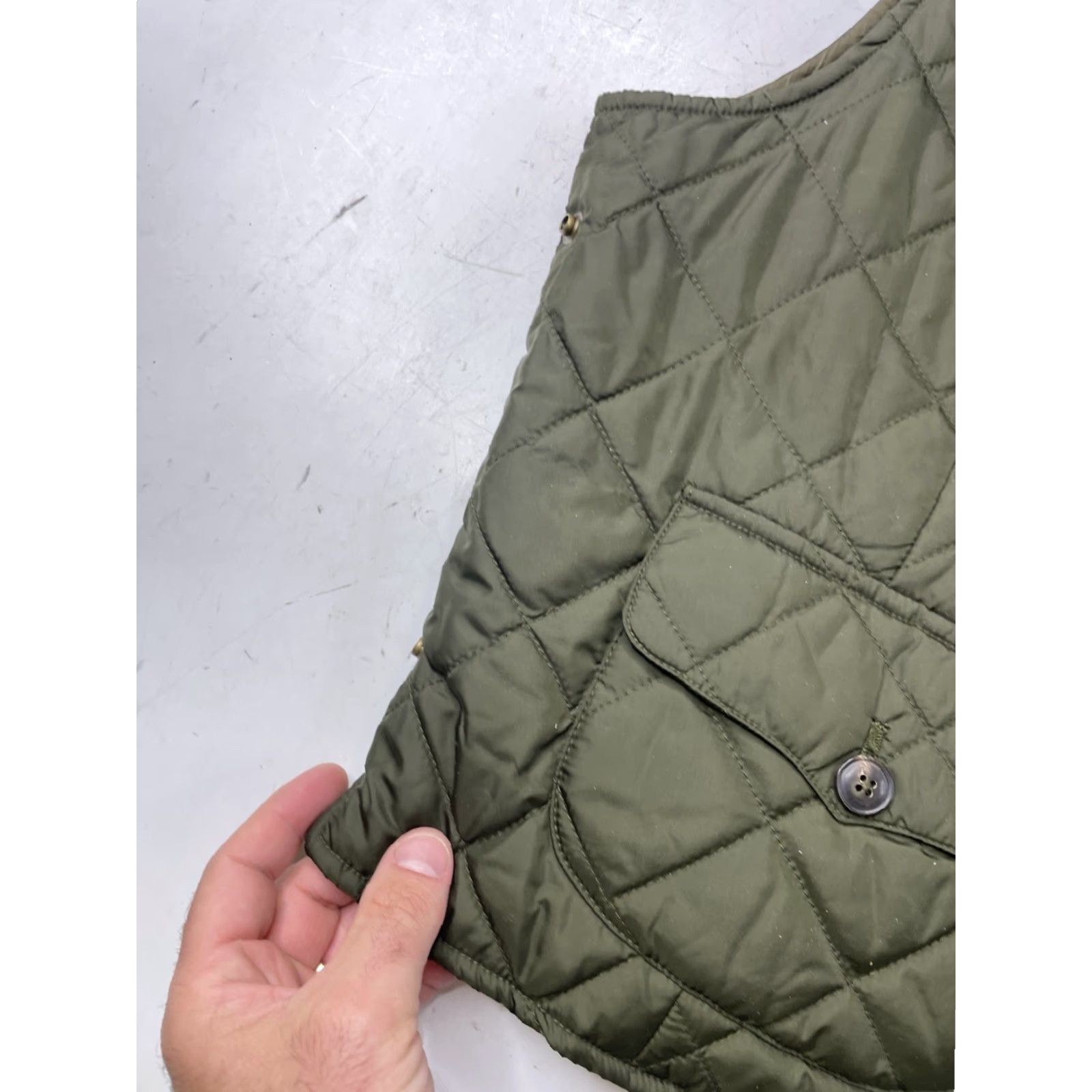 Ralph Lauren VINTAGE Ralph Lauren Polo Vest Quilted Olive Green Stand-Up Collar Short Length Snaps Size 46 Men Quilted Vest 90s Preppy Classic Size US XXL / EU 58 / 5 - 4 Thumbnail