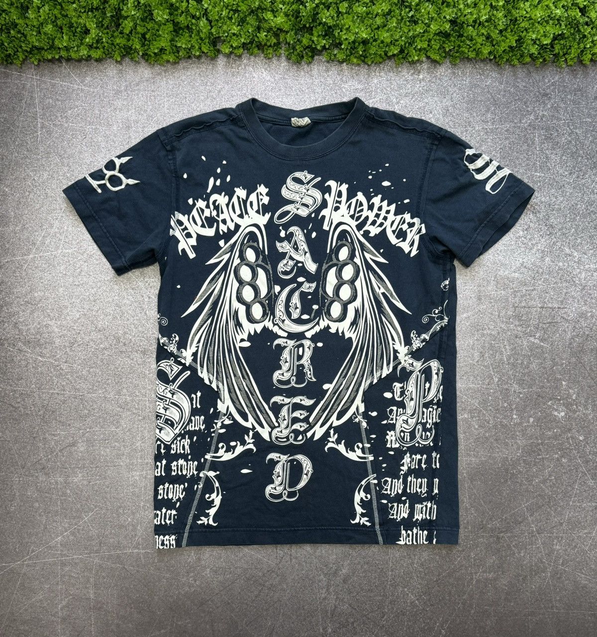 Affliction × Helix × Vintage Vintage Y2K Raw Blue Goth MMA Zipper Graphic T-Shirt Size US M / EU 48-50 / 2 - 1 Thumbnail
