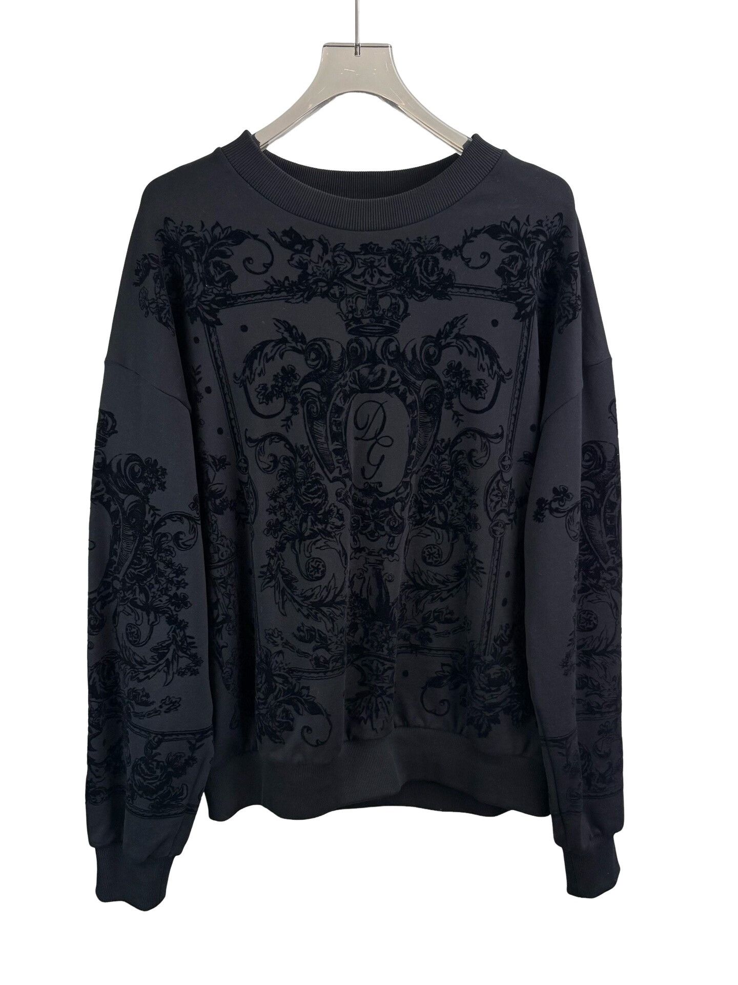 Dolce & Gabbana Dolce & Gabbana Flocked Baroque Sweatshirt L Size US L / EU 52-54 / 3 - 1 Thumbnail