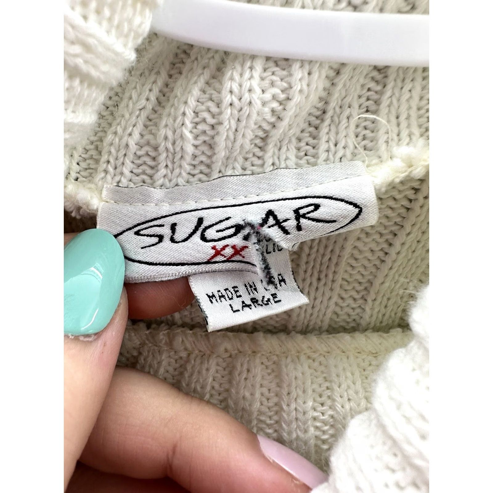 Sugar Womens Sugar White Black Outlined Long Sleeve Turtleneck Sweater Large Size L / US 10 / IT 46 - 4 Thumbnail