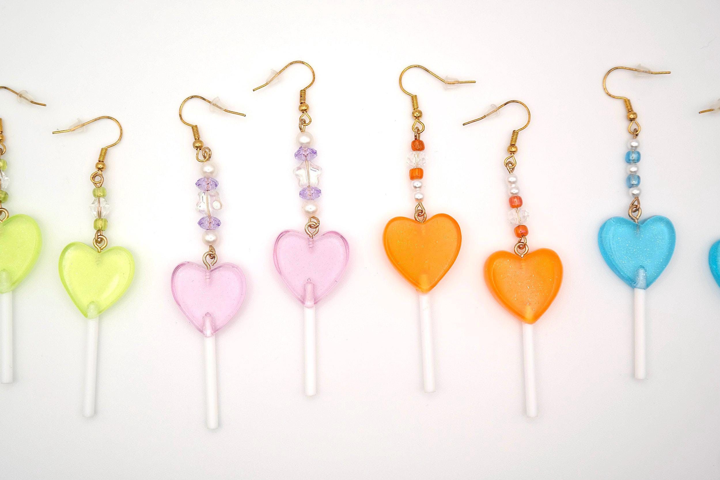 Handmade Heart Lollipop Earrings Size ONE SIZE - 2 Thumbnail