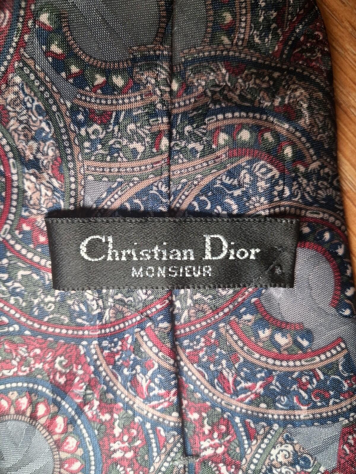 Christian Dior Monsieur Christian Dior Monsier Silk Tie Red Multicolor Floral Size ONE SIZE - 2 Thumbnail