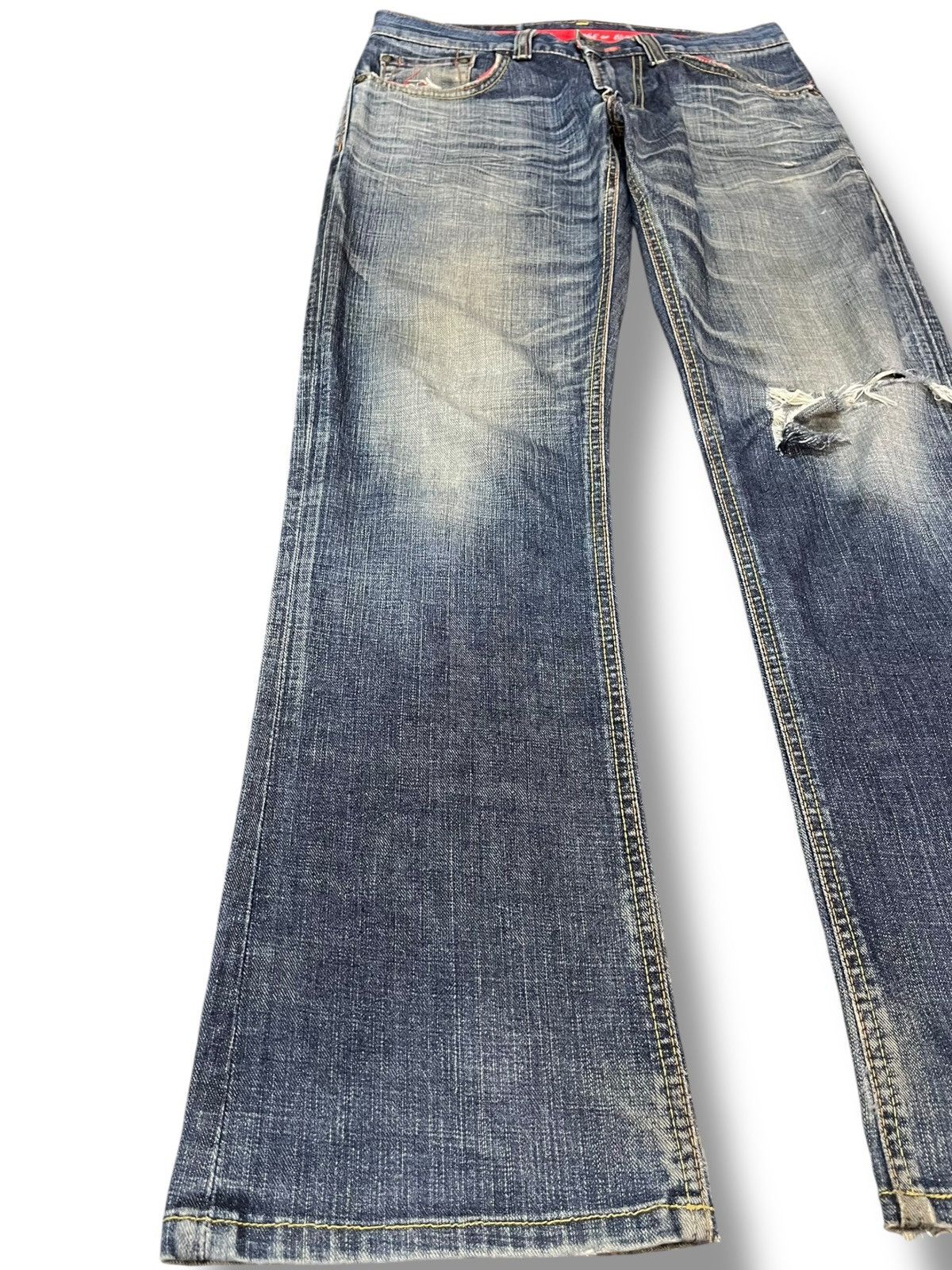 Beauty Beast × Edwin Vintage Edwin 512 Edge Of Blue Jeans Flare Distressed Denim Size US 30 / EU 46 - 3 Thumbnail