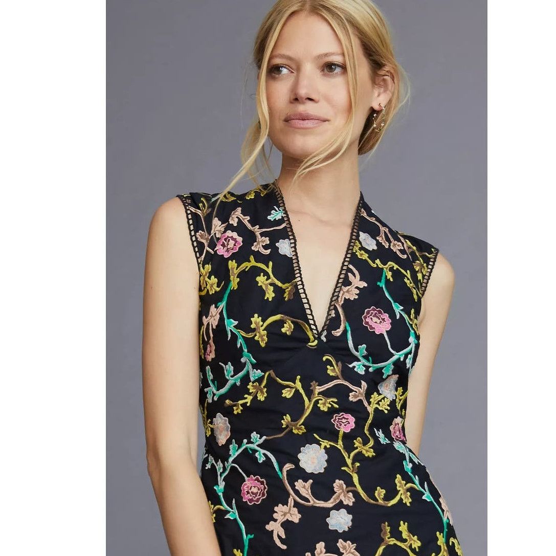 Anthropologie NEW Anthropologie Embroidered Mini Dress $298 SIZE 6 Black Size M / US 6-8 / IT 42-44 - 2 Thumbnail