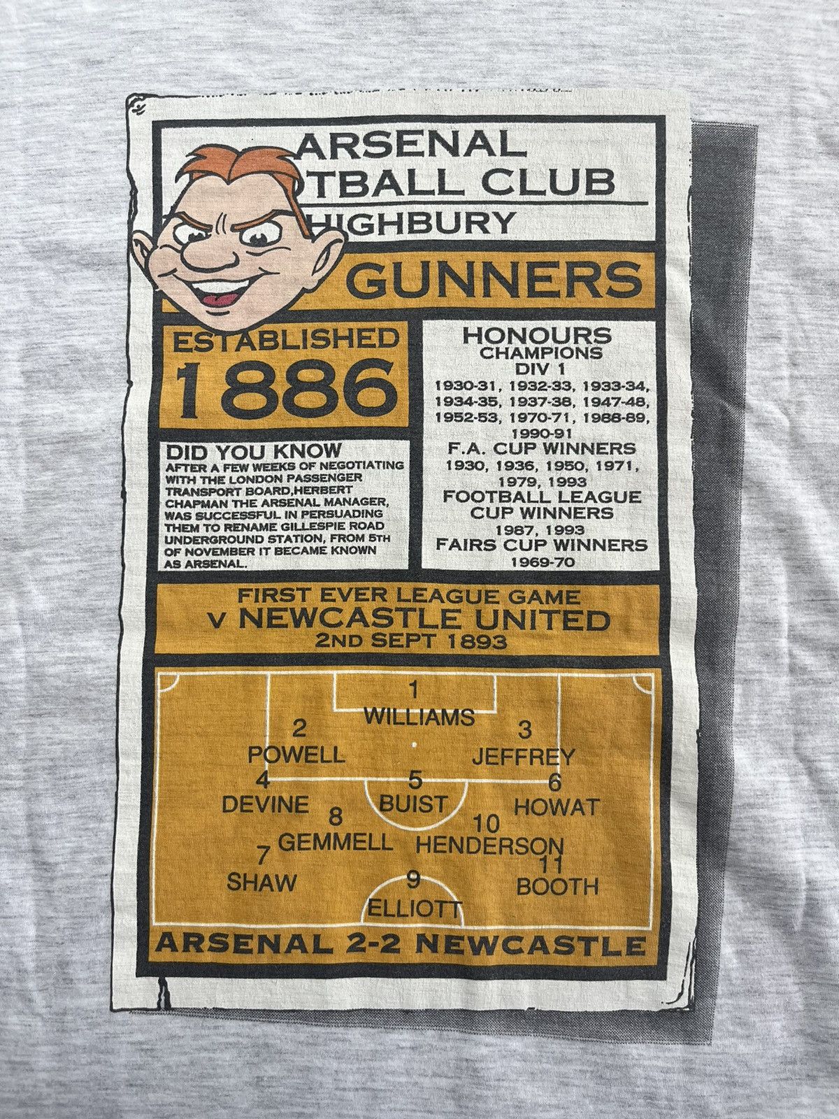 Nutmeg × Vintage Vintage ARSENAL Red Shirt Artwork by Nutmeg Mills 90’s Tee Size US M / EU 48-50 / 2 - 10 Thumbnail