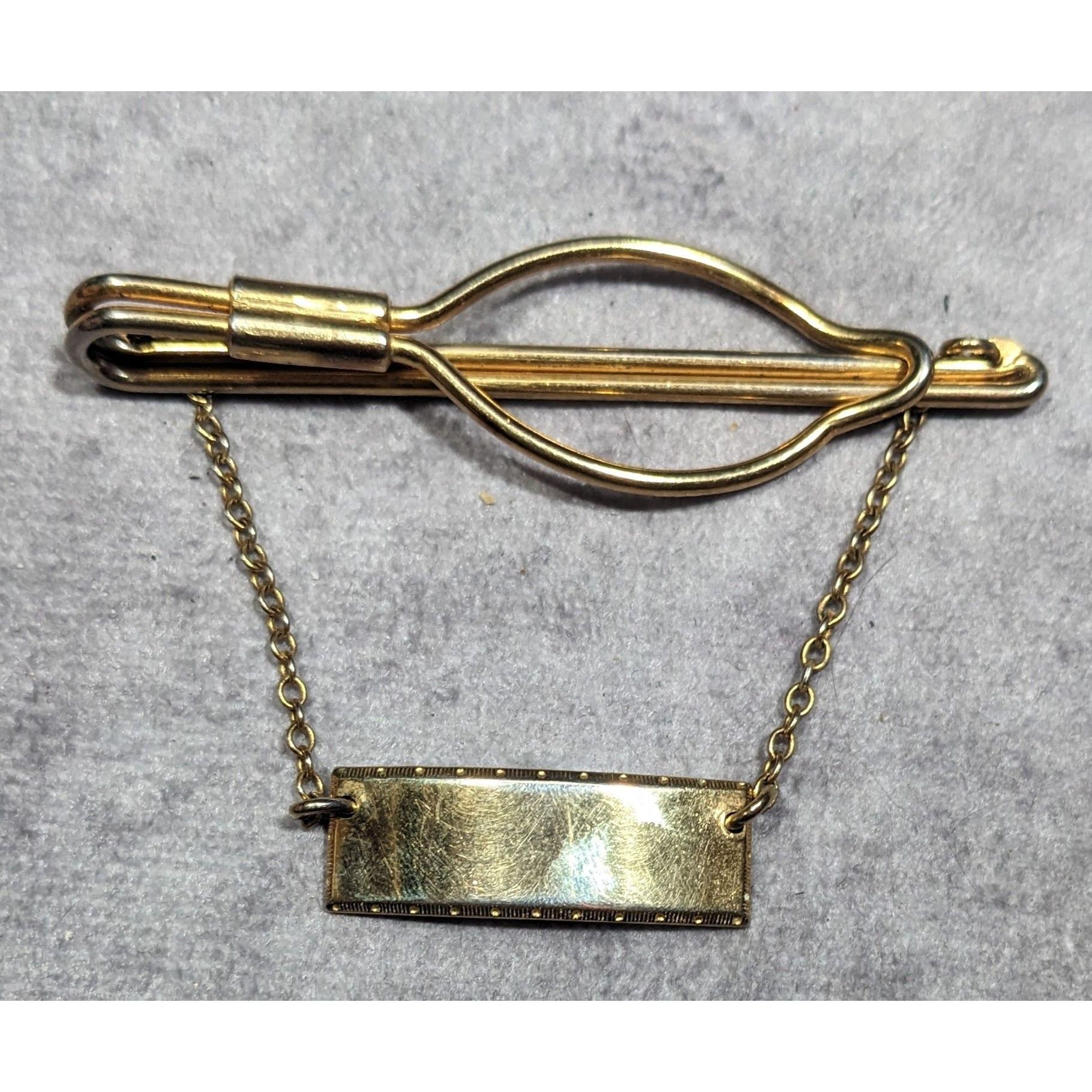 Other Vintage Nickel Silver Gold Tone Tie Bar And Chain Size ONE SIZE - 6 Thumbnail