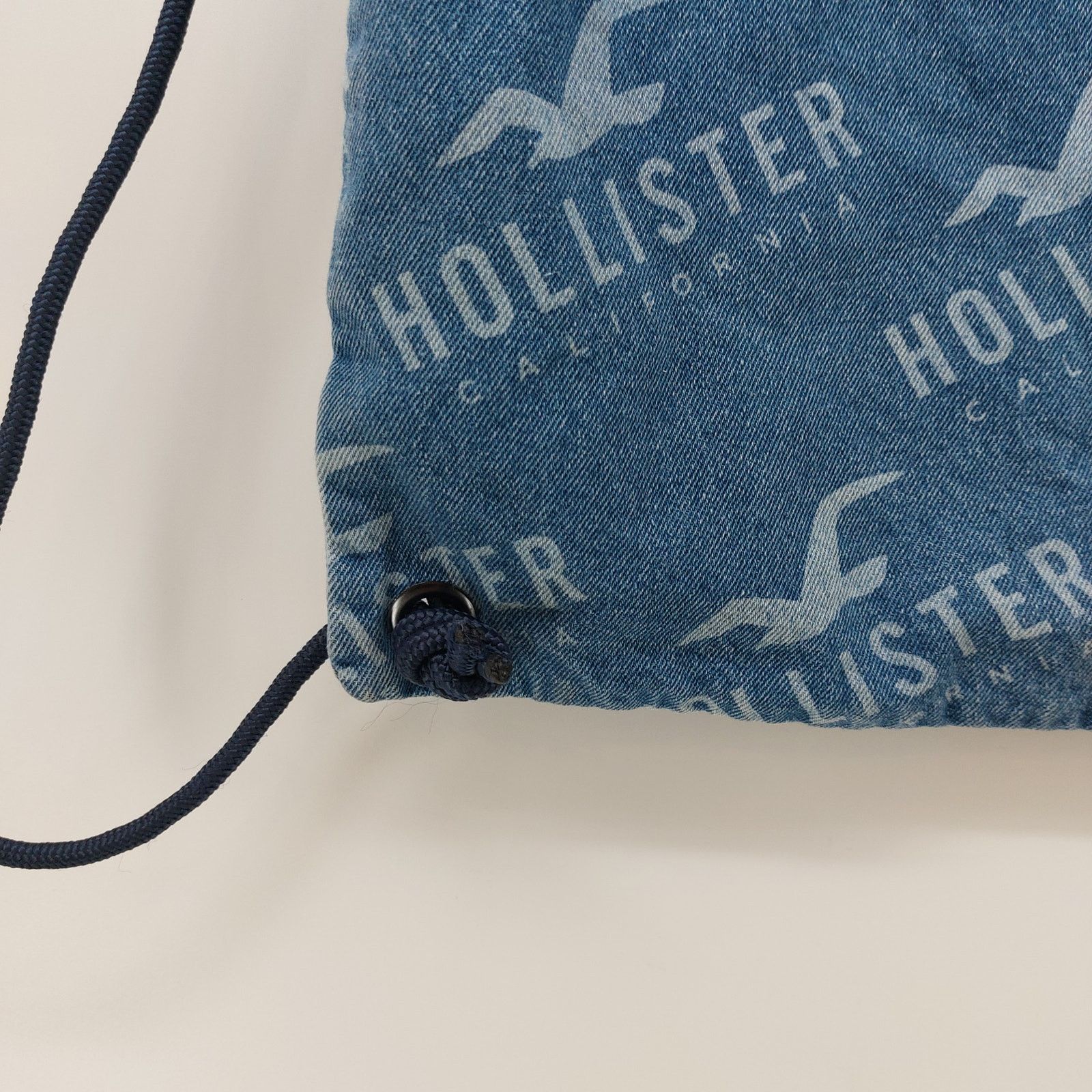 Hollister Hollister Logo Denim Back pack Y2k Style Drawstring Jean Bag Size ONE SIZE - 6 Thumbnail