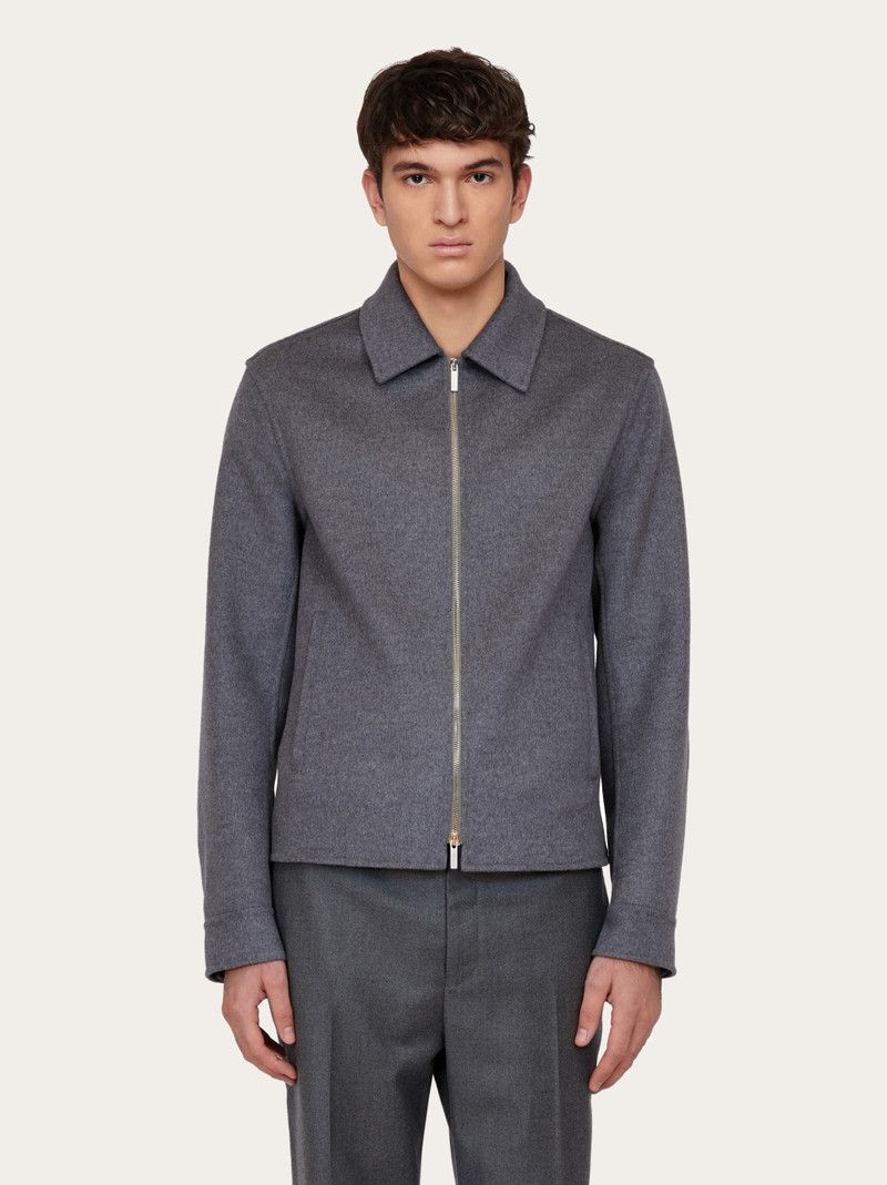 Salvatore Ferragamo o1s1rm0226 Mixed Cashmere Blouson Jacket in Charcoal Grey Size US L / EU 52-54 / 3 - 2 Thumbnail