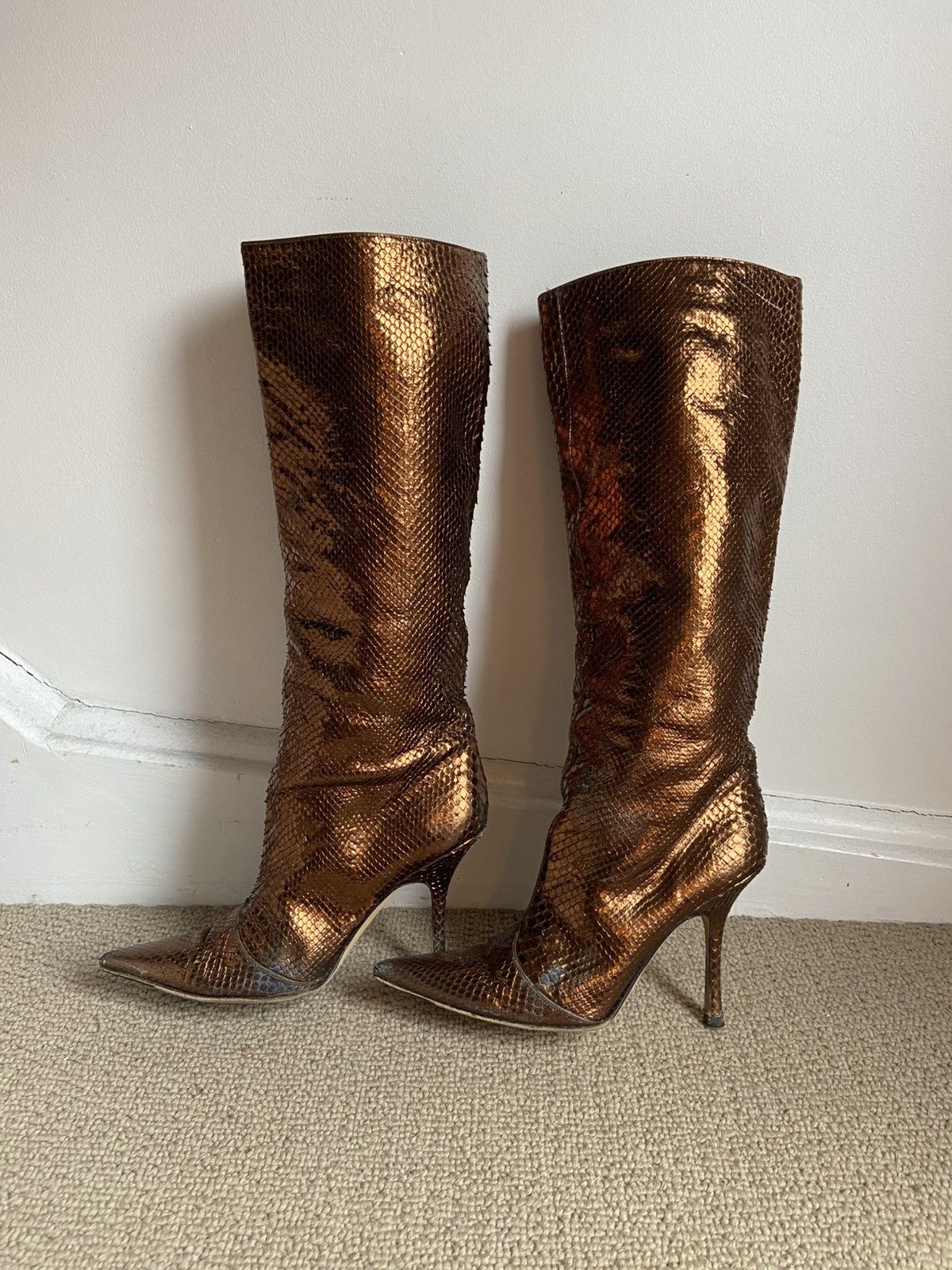 Jimmy Choo Jimmy Choo Mavis Python Metallic Boots Size US 8 / IT 38 - 1 Thumbnail