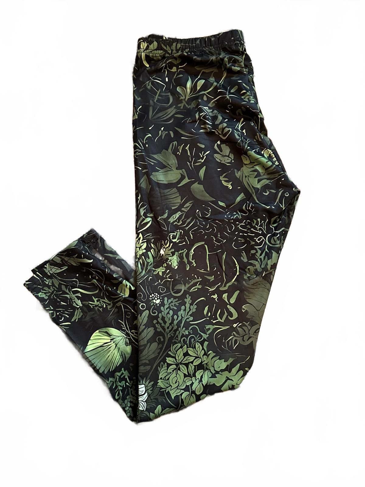Other Women’s Green & Black Patterned Activewear Leggings Large Size 36" / US 14 / IT 50 - 2 Thumbnail