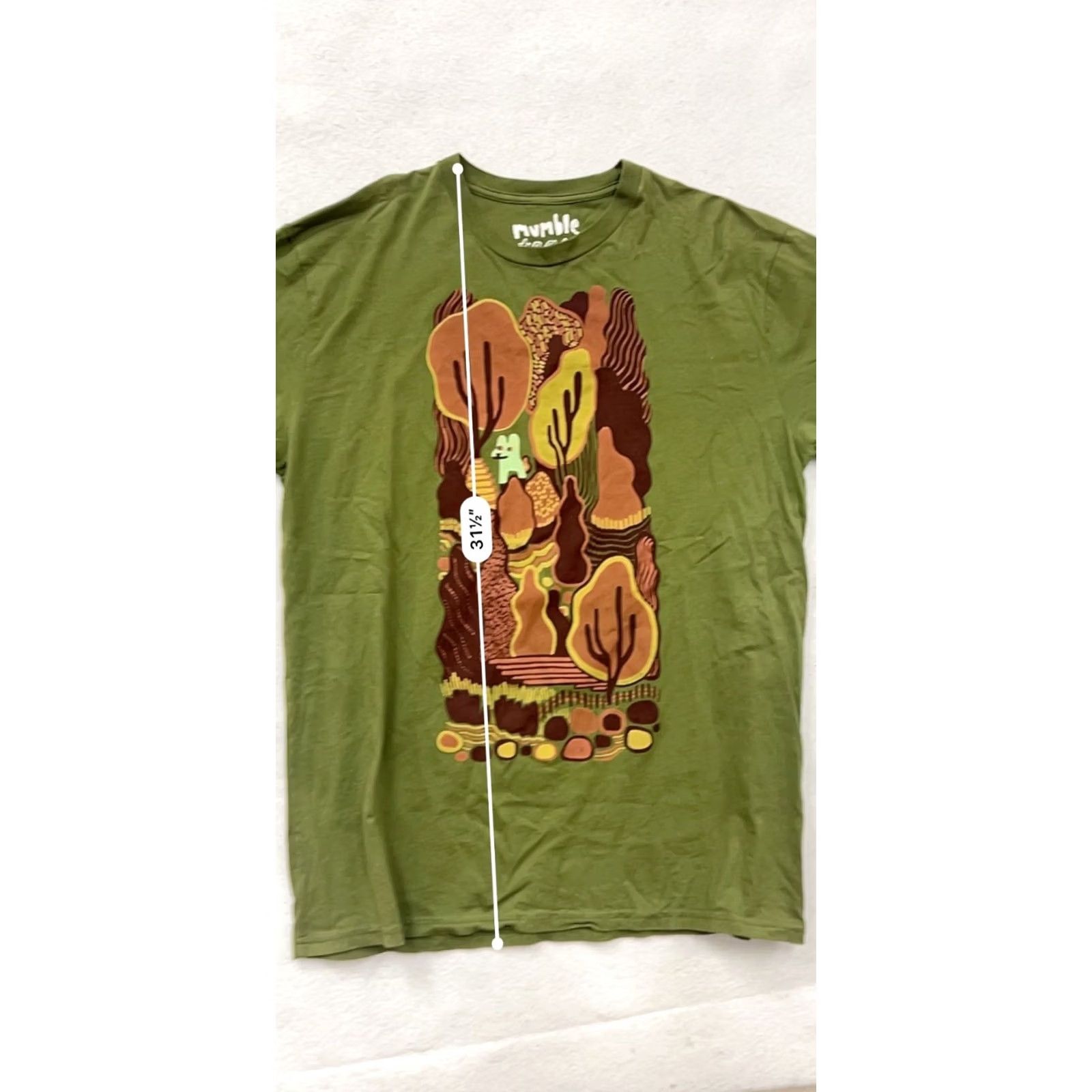 X-LARGE VINTAGE Mens Organic Cotton Graphic T-Shirt By Mumble Tease XL Green Shirts Mens Size US XL / EU 56 / 4 - 7 Thumbnail