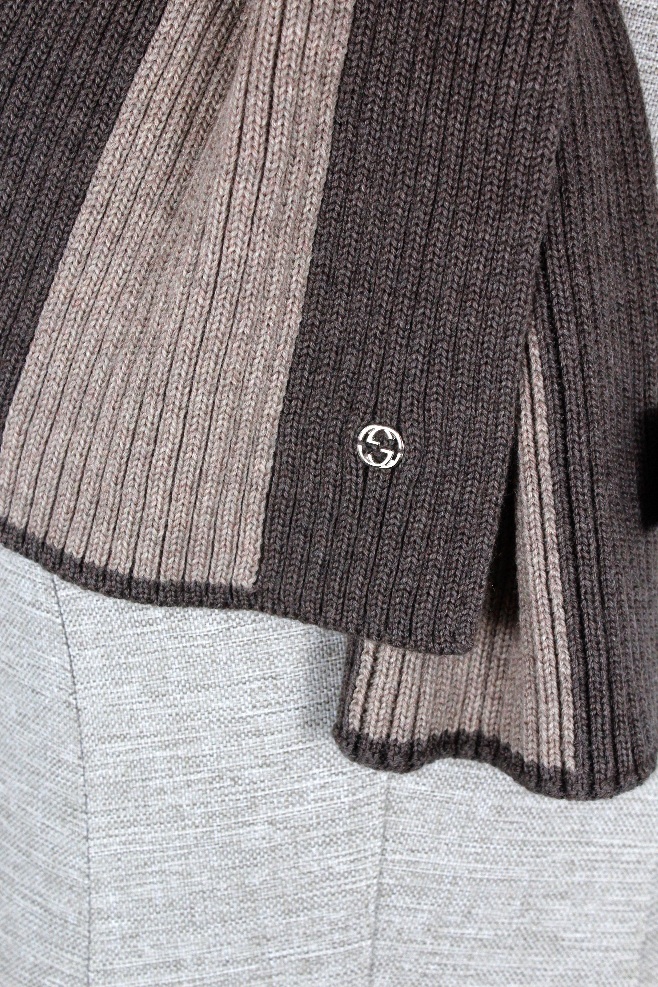 Gucci Gucci Logo Ribbed Wool Scarf Size ONE SIZE - 2 Thumbnail