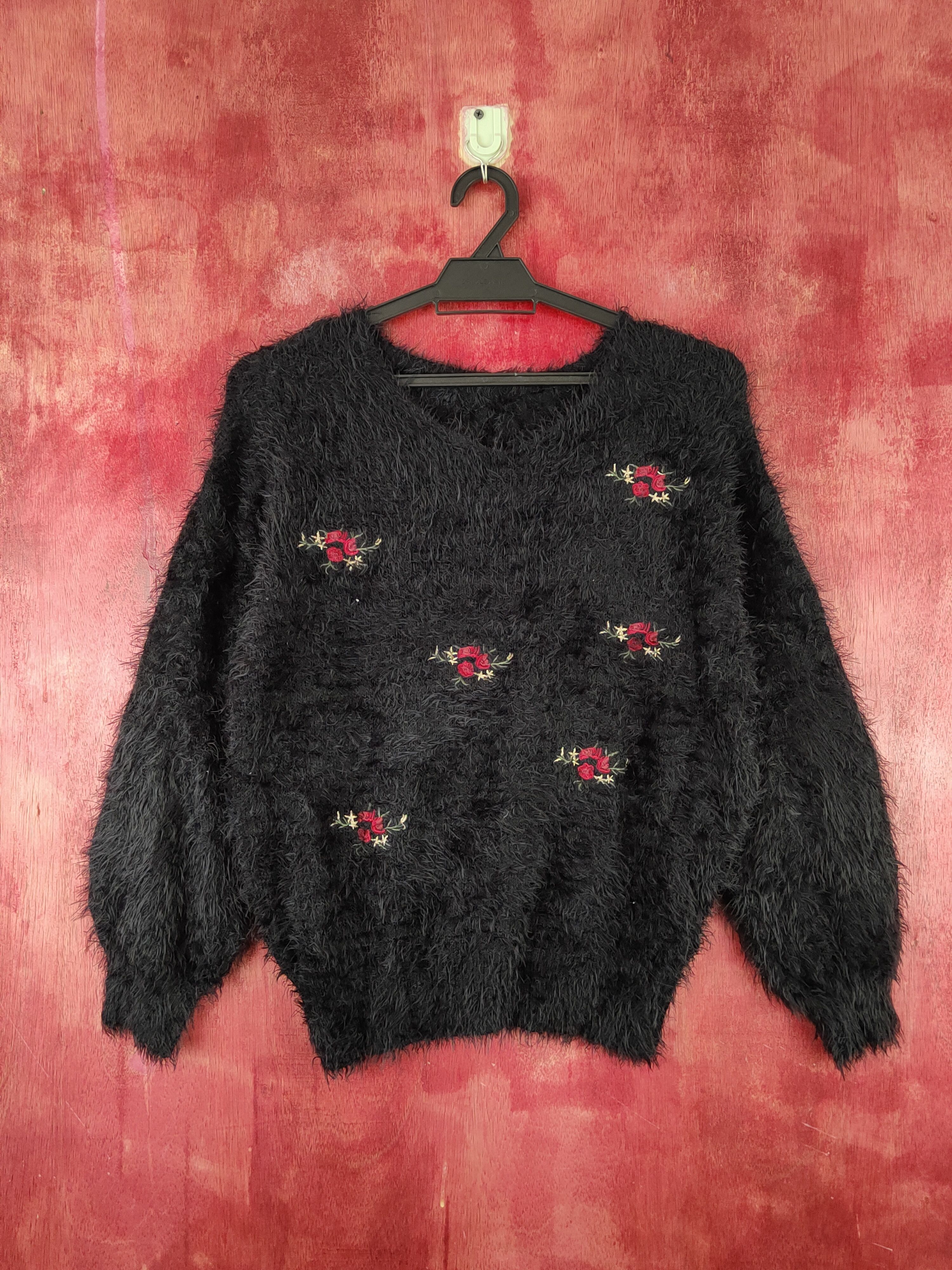 Homespun Knitwear × Japanese Brand × Vintage Earth Music & Ecology Black Fur Mohair Knitwear #S1886 Size S / US 4 / IT 40 - 1 Thumbnail