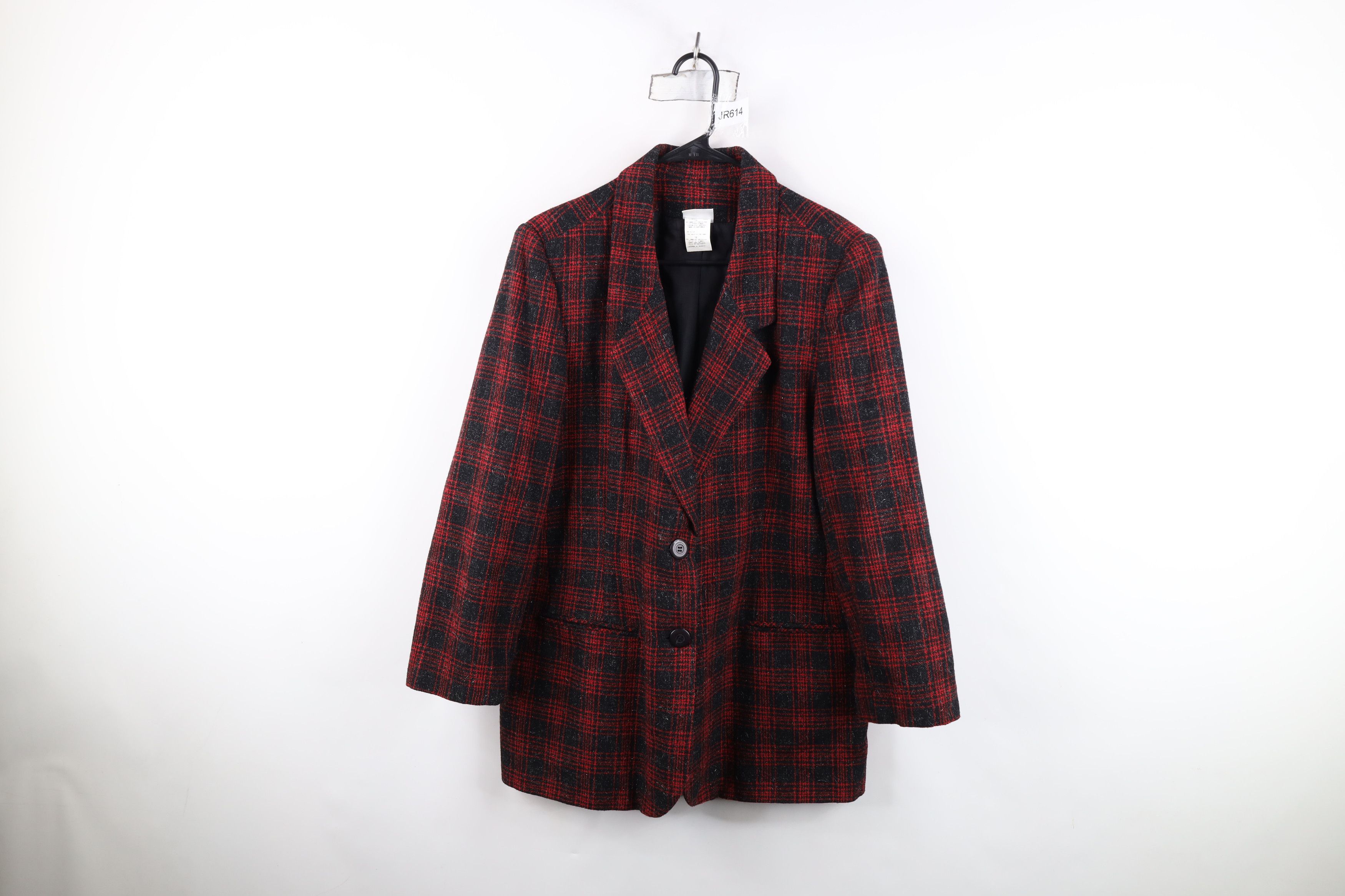 Vintage Vintage 90s Wool Tweed Suit Coat Blazer Jacket Red Plaid Size XXL / US 16-18 / IT 52-54 - 1 Thumbnail