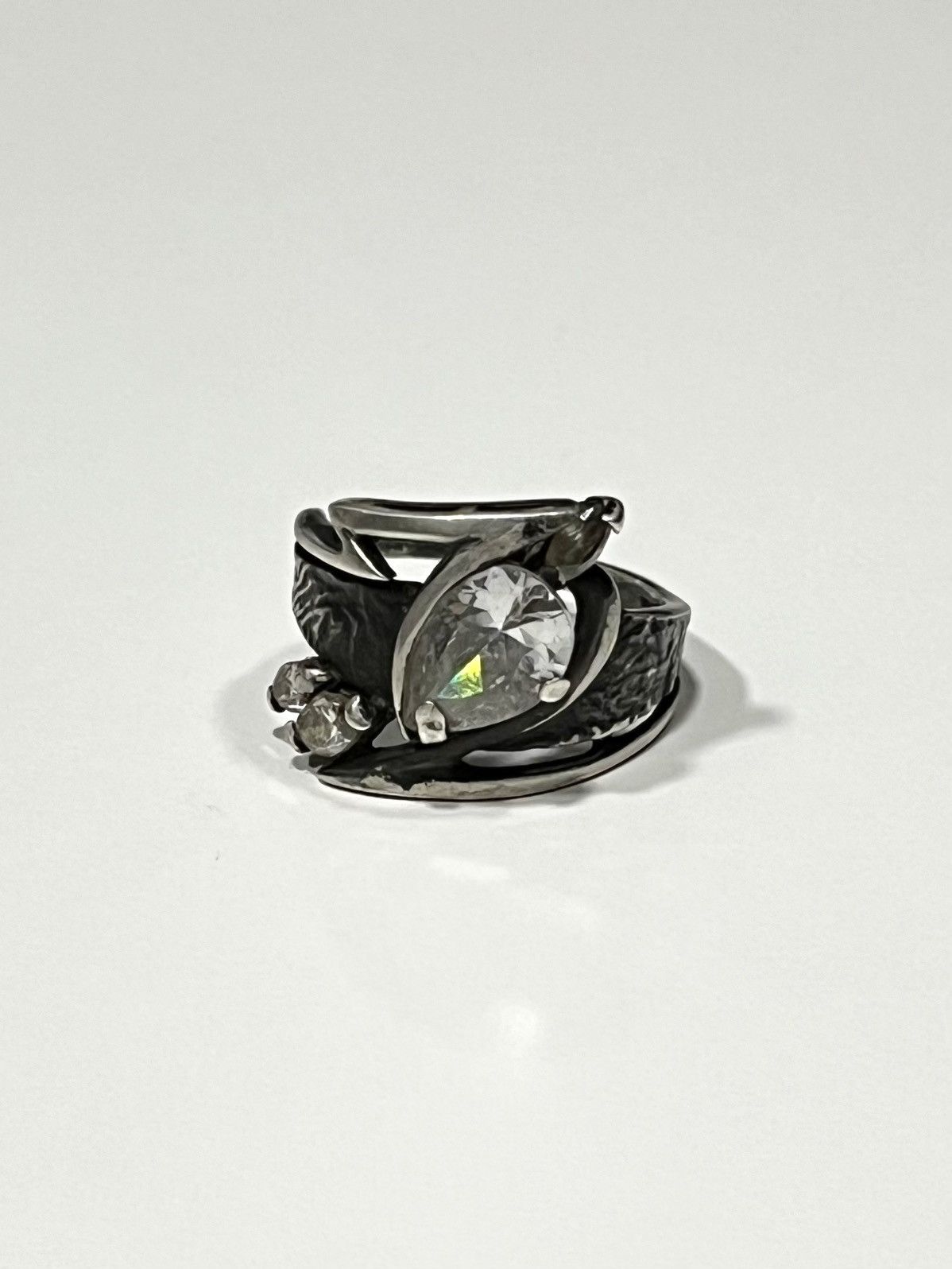 Vintage ★0% TAX★ Y2K 7US 925 STERLING SILVER FIANIT RING CHROME Size ONE SIZE - 3 Thumbnail