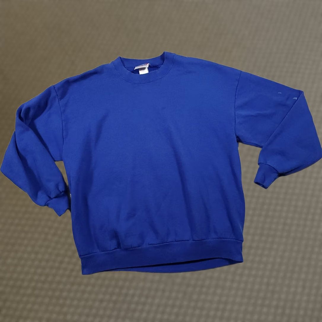 Chalk Line VINTAGE Chalk Line Sweatshirt Mens XXL Blue Blank Crewneck By Russell Made In USA Size US XXL / EU 58 / 5 - 1 Thumbnail