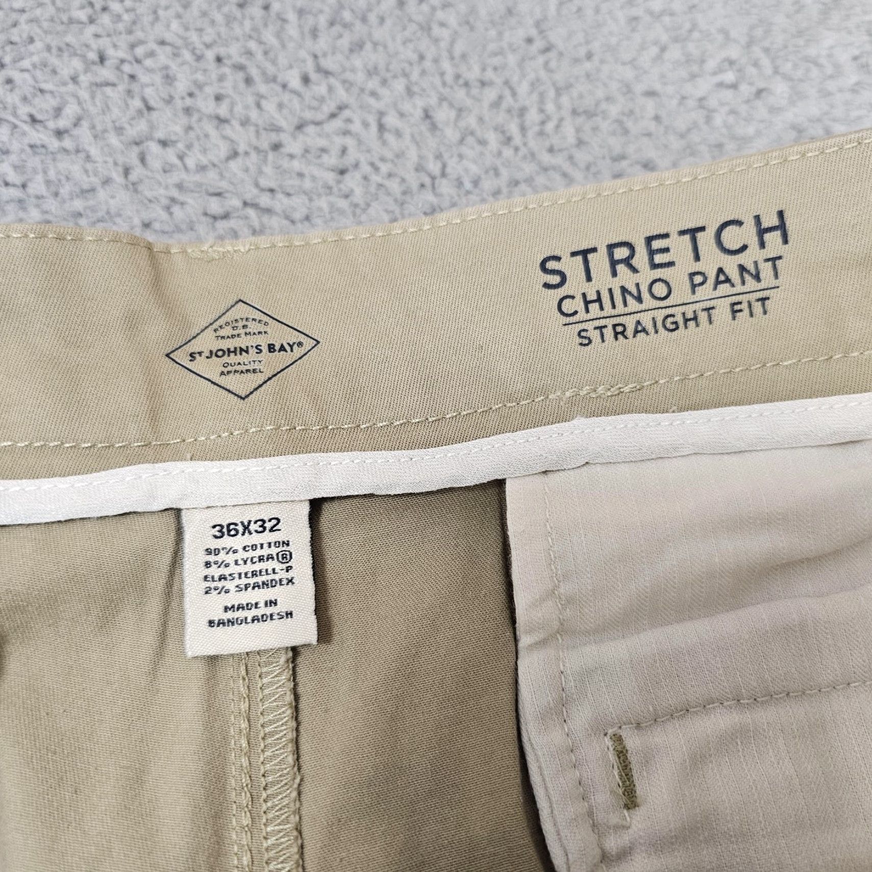 Vintage St. John's Bay Stretch Chino Pants Mens 36x32 British Khaki Straight Fit Casual Pants Mens Size US 36 / EU 52 - 2 Thumbnail