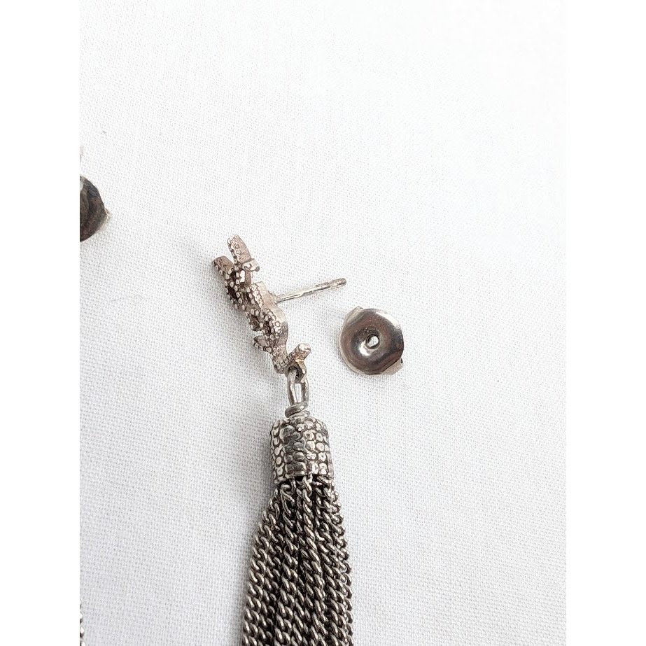 Saint Laurent Paris o1rshd1 Size: OS / Metal Brass Earrings in Argent Oxyde Size ONE SIZE - 9 Thumbnail