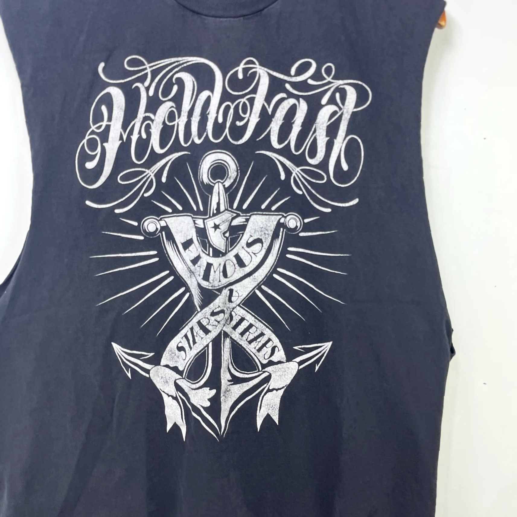 Vintage Vtg Famous Stars & Straps Muscle Tee Hold Fast Anchor 2XL Black Cotton Short Sleeve Crew Neck Men T-Shirt Size US XXL / EU 58 / 5 - 2 Thumbnail