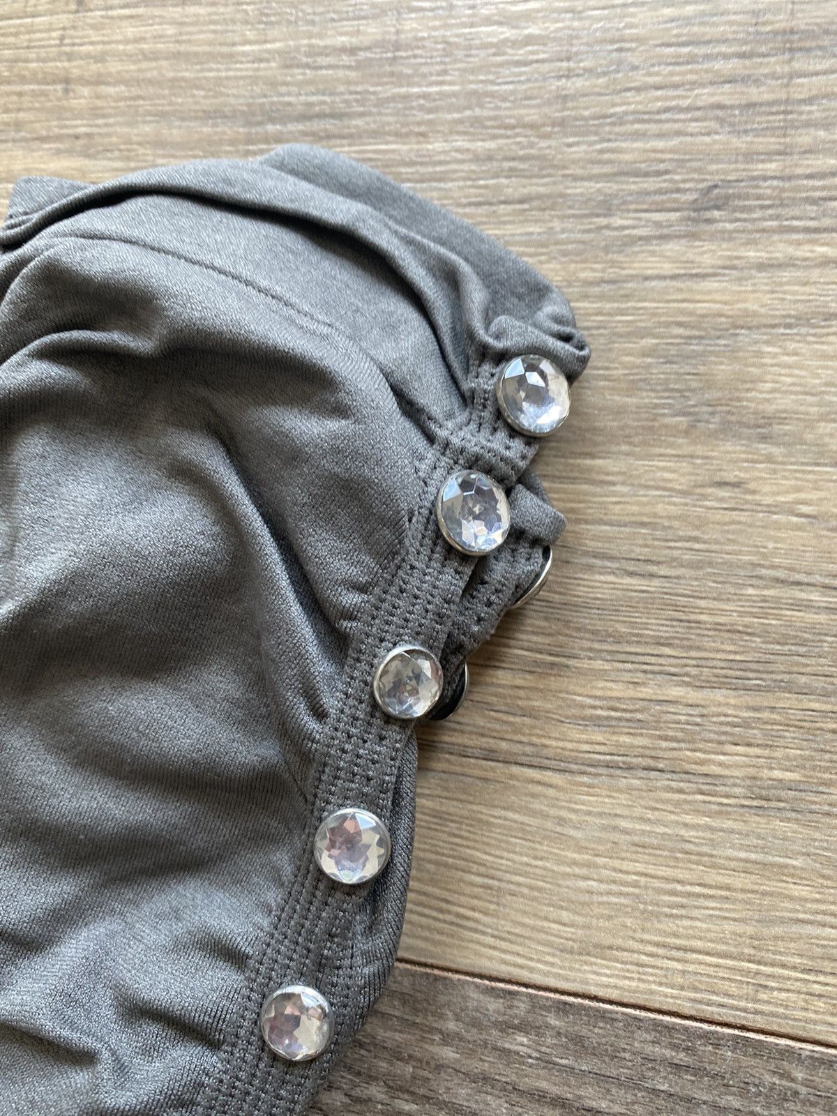 Other GRAY RUCHED CROPPED ANKLE LEGGINGS WITH RHINESTONES SIZE S Size 26" / US 2 / IT 38 - 2 Thumbnail