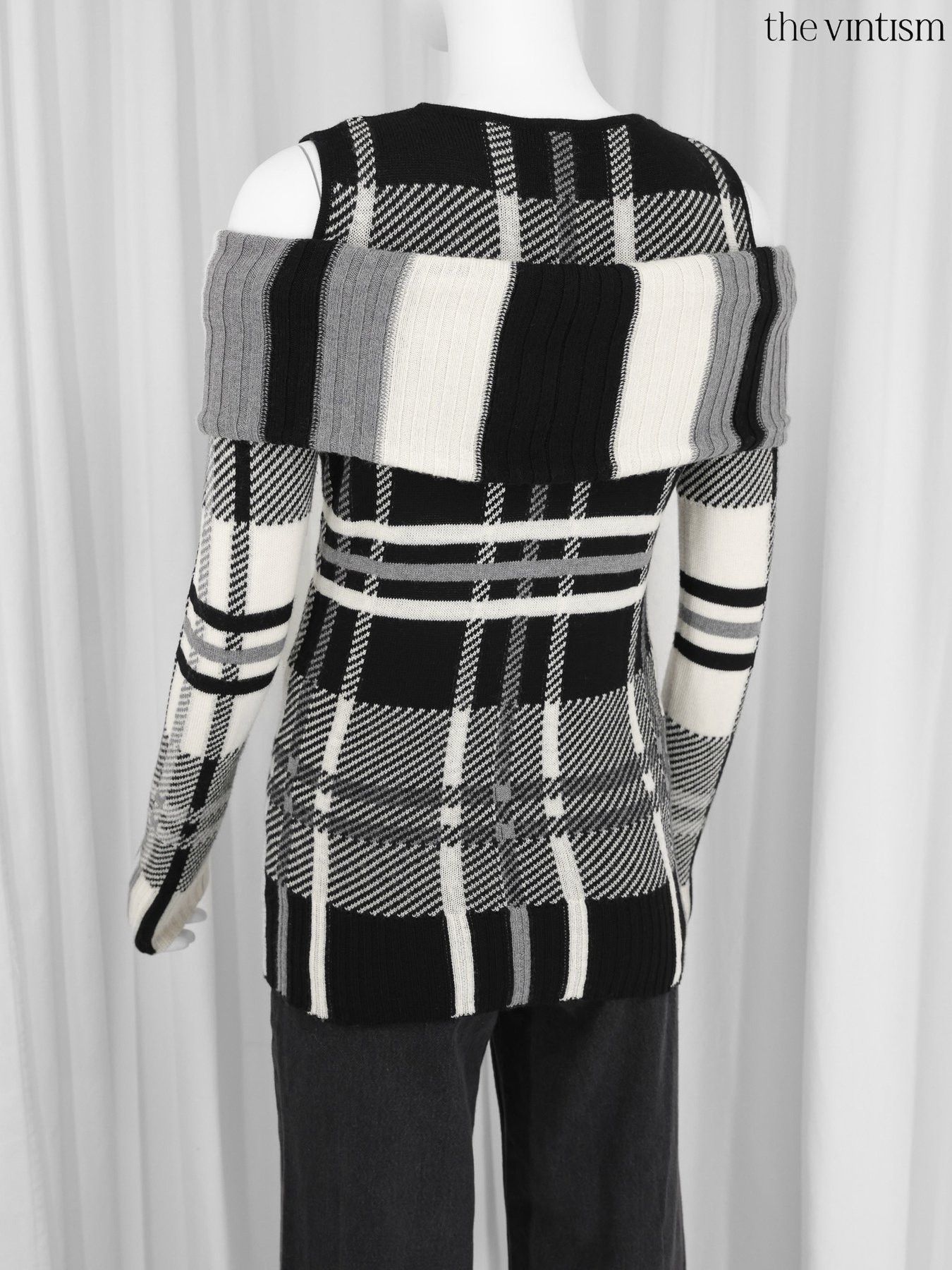Escada Escada Cream Black Grey Check Pure Virgin Wool Sweater XS/S Size XS / US 0-2 / IT 36-38 - 10 Thumbnail