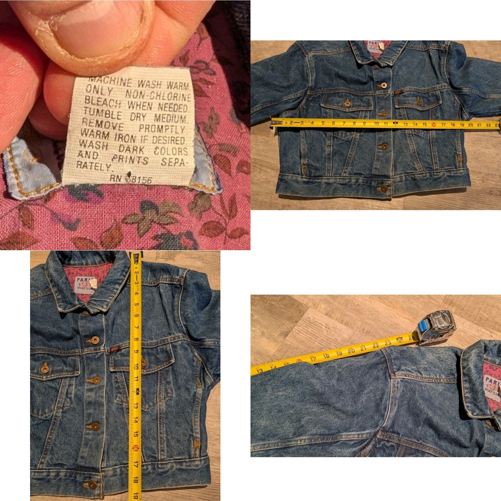 Denime VINTAGE Paris Sport Club Denim Crop Jacket Women L 90s Boho Grunge Trucker Blue Button-Up Size L / US 10 / IT 46 - 8 Thumbnail