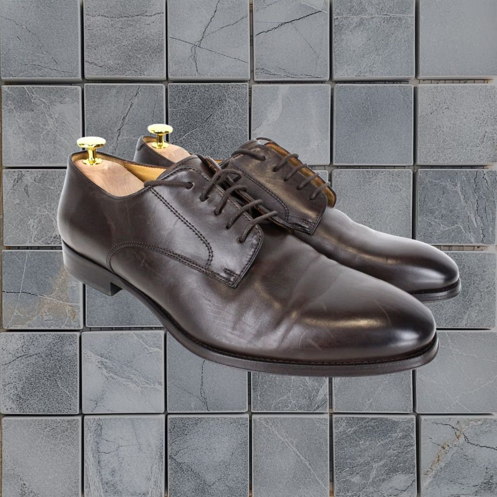 Suitsupply Shoes Men Dark Brown Leather Lace-Up Dress Eu43/Uk9 Classic Derby, Men's