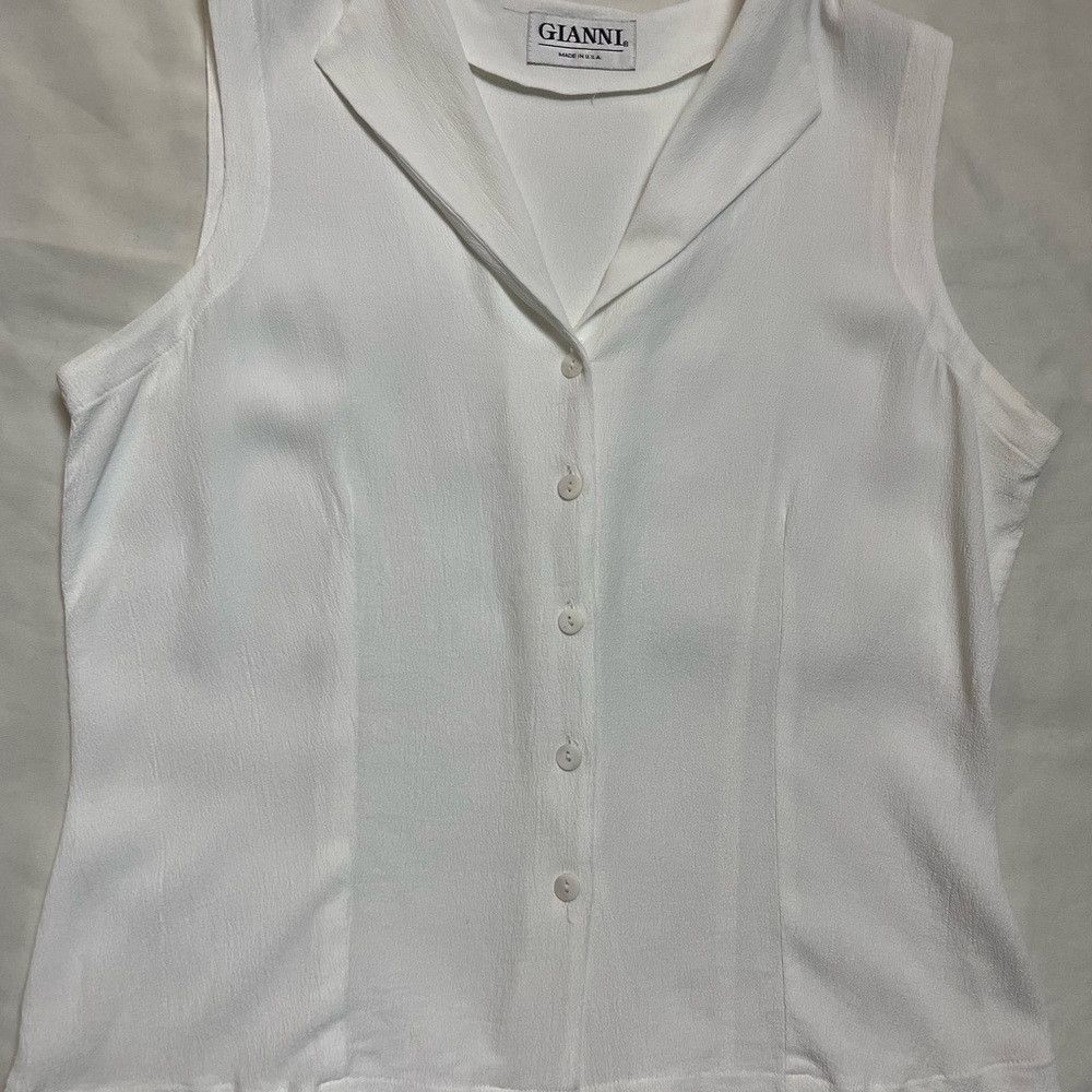 Gianni Valentino Vintage Gianni White Sleeveless Shirt Size 12 Size XL / US 12-14 / IT 48-50 - 8 Thumbnail