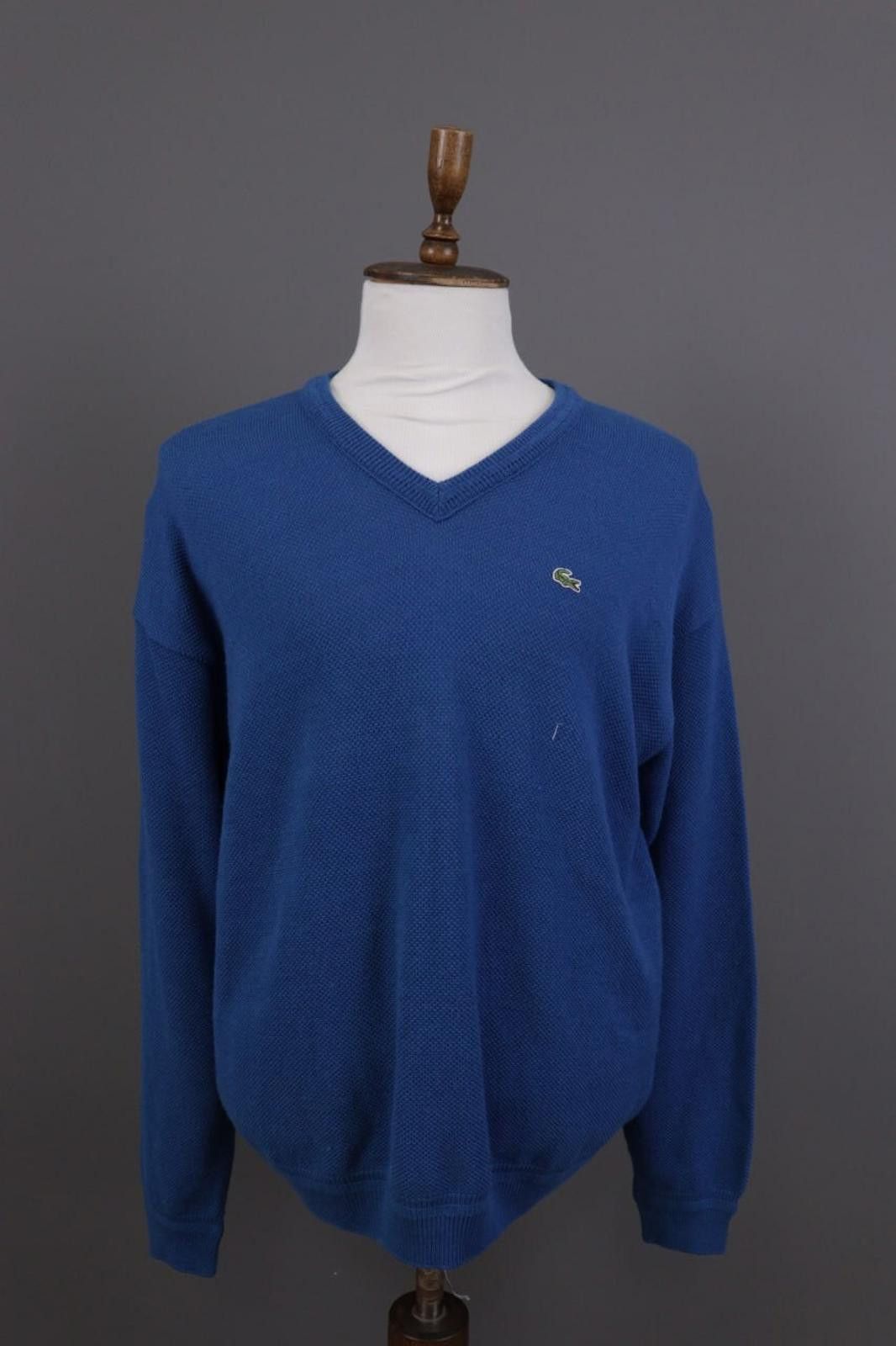 Lacoste Men Vintage Lacoste Blue Wool V-Neck Sweater Size 8 / 3XL Size US XXL / EU 58 / 5 - 2 Thumbnail
