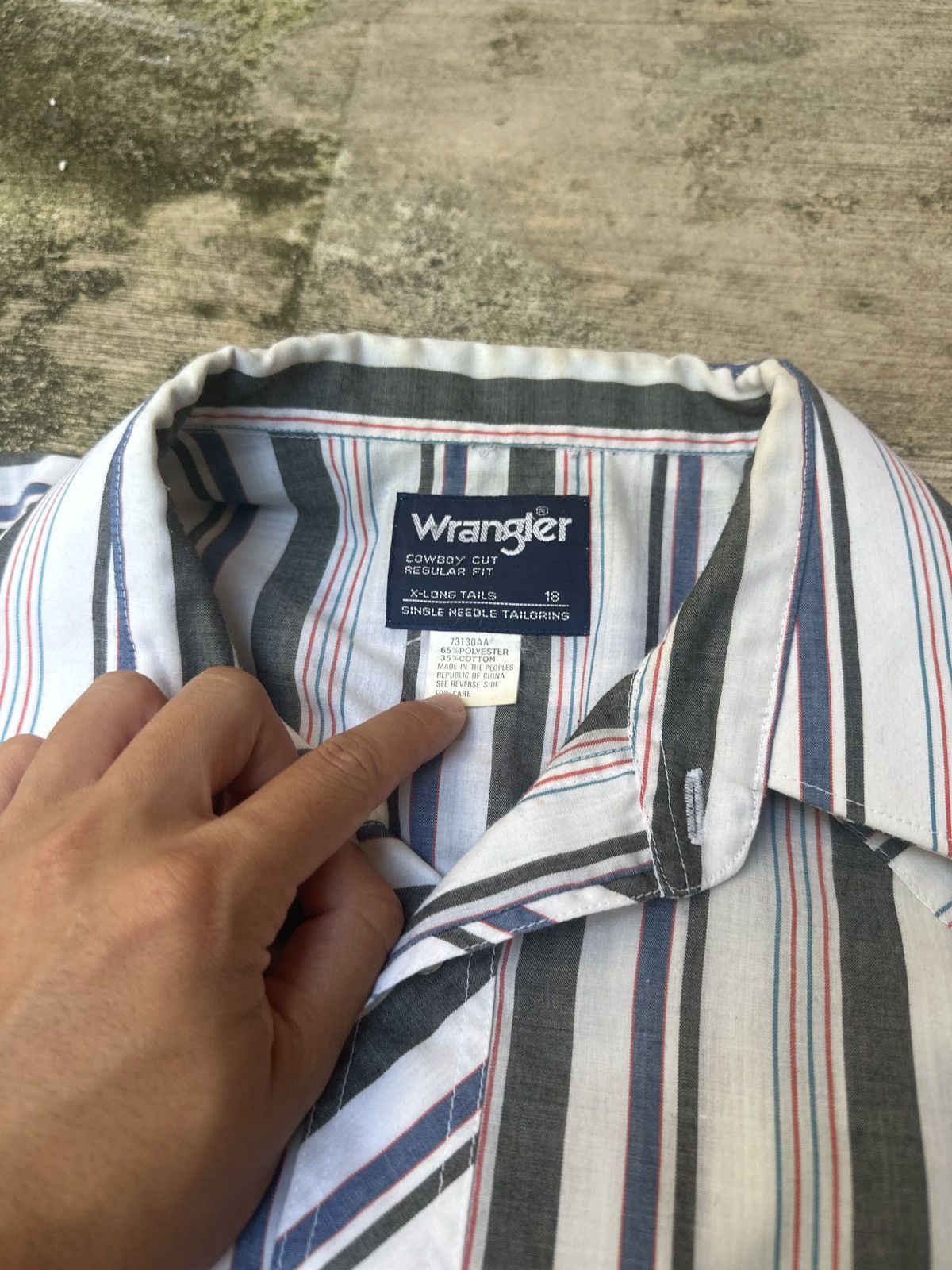Vintage × Wrangler Vintage 90s Striped Wrangler Pearl Snap Button Up Shirt Size US L / EU 52-54 / 3 - 3 Thumbnail