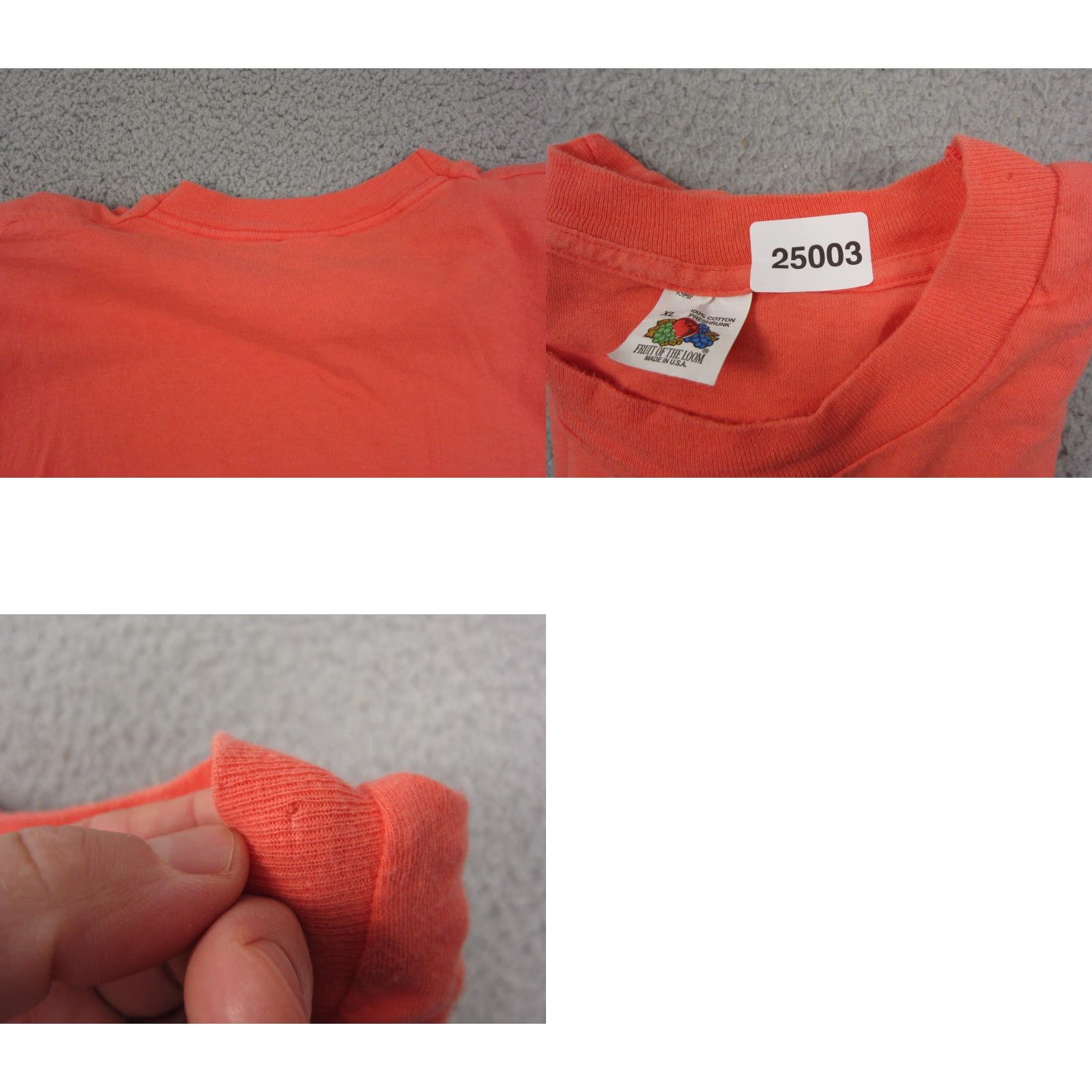 Fruit Of The Loom VINTAGE Fruit of the Loom Shirt Mens XL Orange Crew Neck Short Sleeve USA Logo T-Shirt XL Mens Orange Fruit of the Loom Shirt Vintage USA Size US XL / EU 56 / 4 - 9 Thumbnail